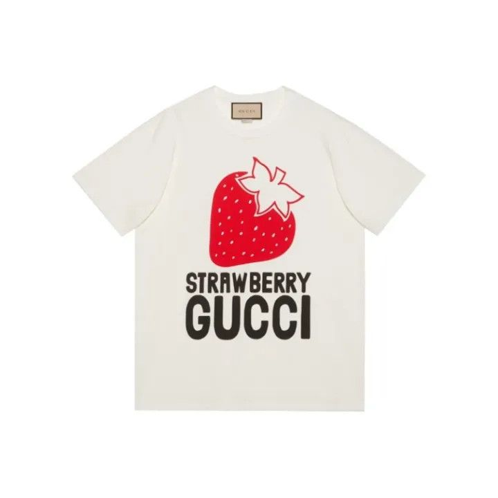 Gucci Strawberry Print Cotton T-Shirt for Women