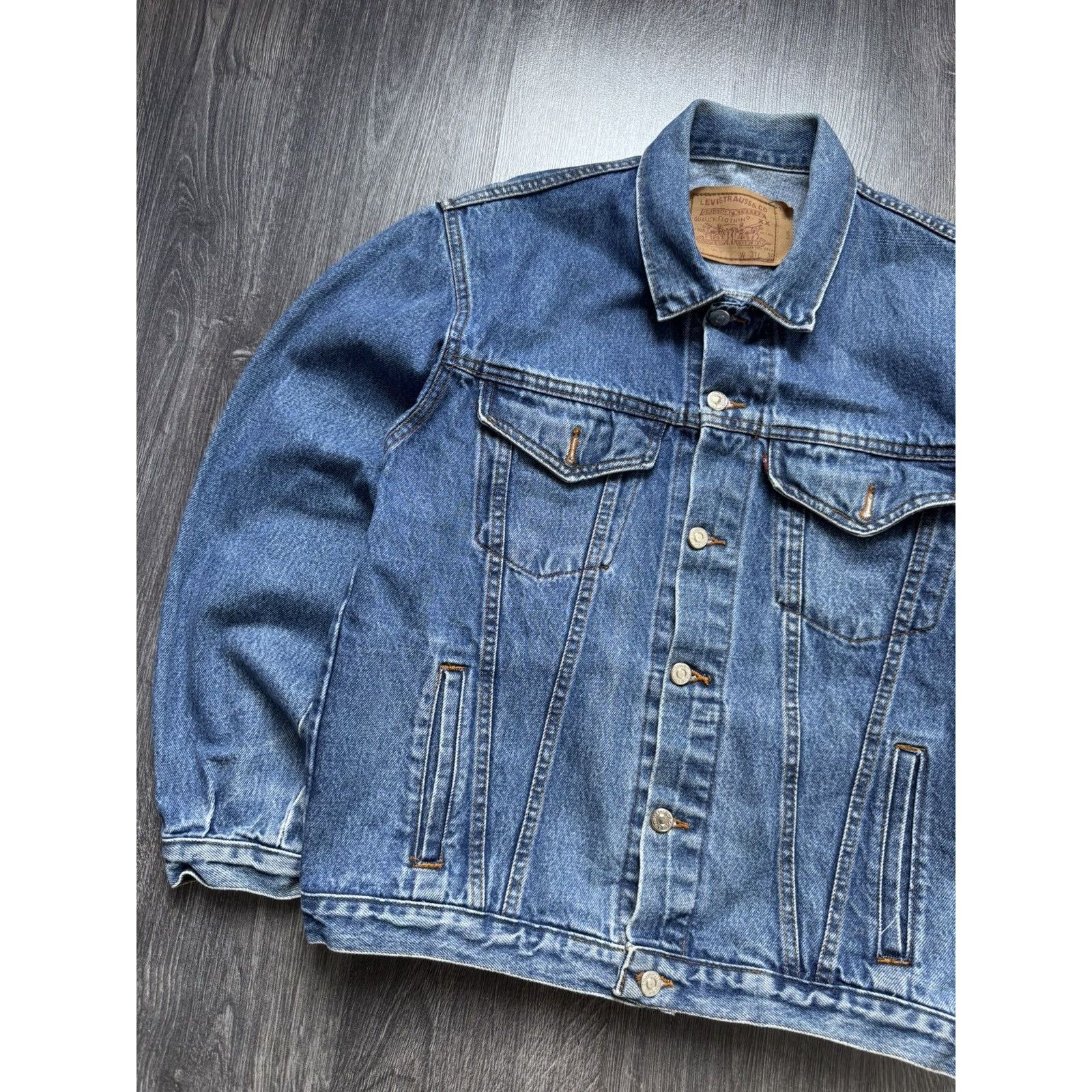 Levi's × Vintage 90s Vintage Levis Denim Track Jacket Size US L / EU 52-54 / 3 - 2 Thumbnail