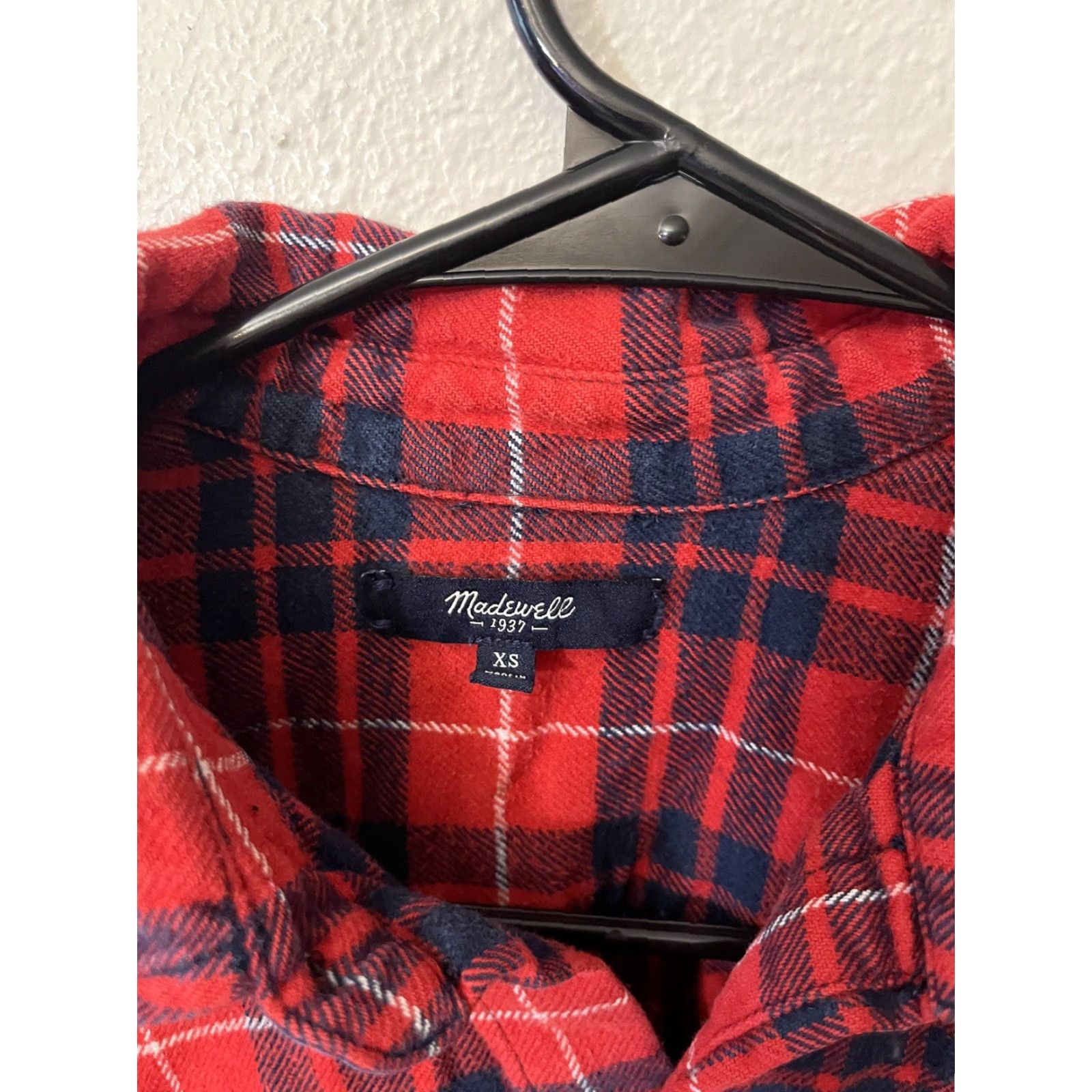Madewell MADEWELL Plaid Flannel Cargo Workshirt Button-Down Shirt XS Womens Red Plaid Size XS Size XS / US 0-2 / IT 36-38 - 3 Thumbnail
