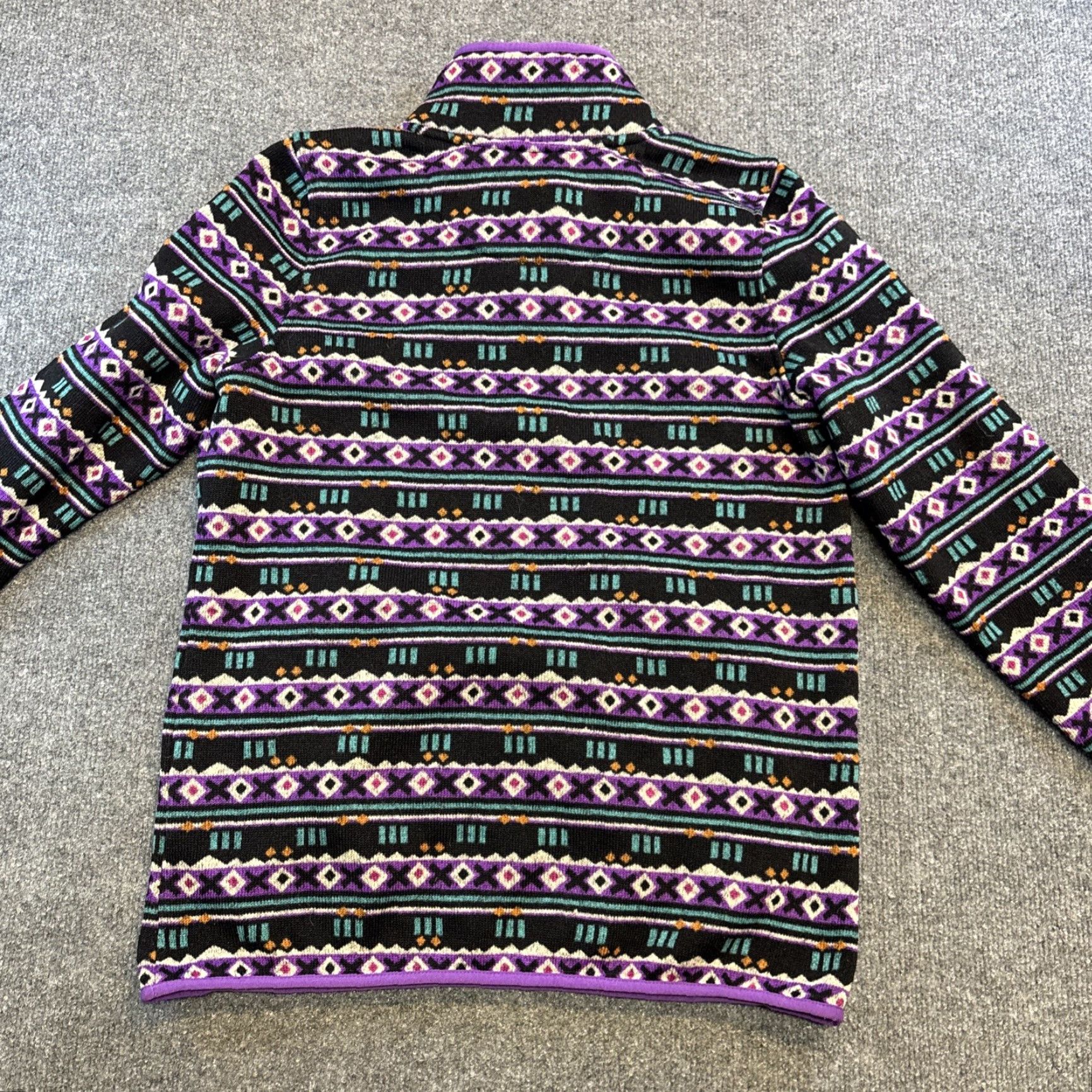 Vintage LL Bean Purple Aztec Striped Womens Med 1/4 Snap Fleece Pullover Southwest Boho Shirt Adults Womens Size M / US 6-8 / IT 42-44 - 5 Thumbnail