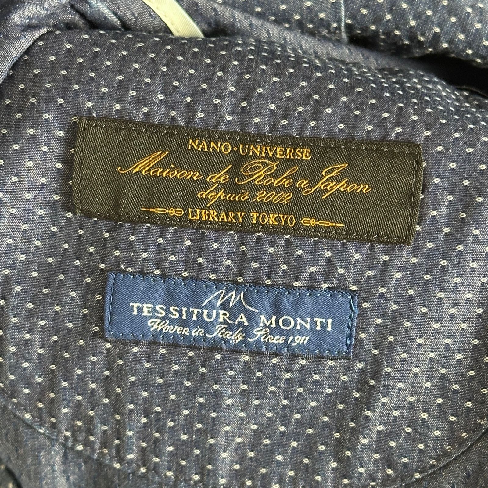 NANO universe Library Tokyo Blue Polka Dot Blazer Size 38R - 10 Thumbnail
