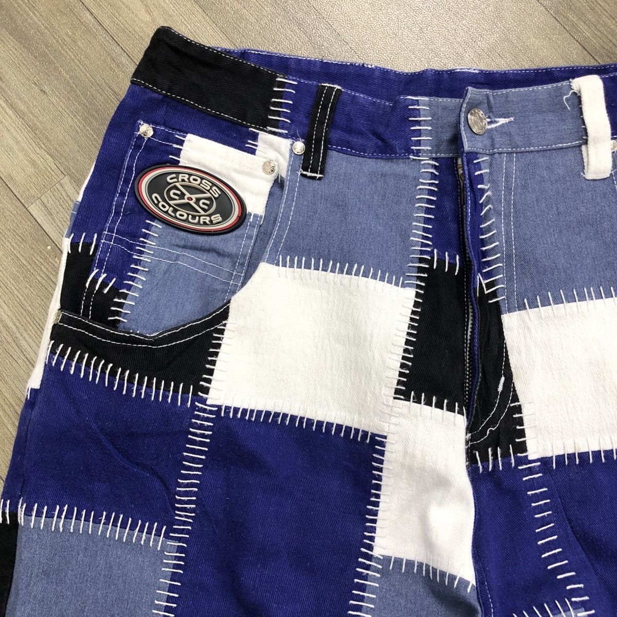 Cross Colours RARE💥 Cross Colours Patchworks JNCO Style Baggy Pants Size US 34 / EU 50 - 3 Thumbnail