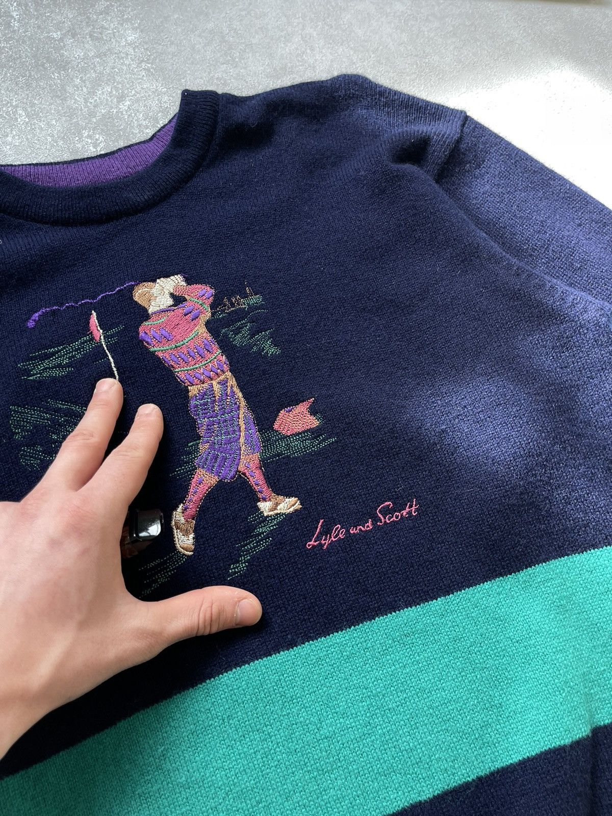 Lyle & Scott × Vintage Vintage Lyle and Scott Striped Sweater golf Size US M / EU 48-50 / 2 - 6 Thumbnail