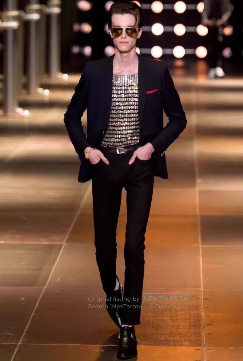 Saint Laurent Paris Saint Laurent Paris Golden Button Black Wool Business Suit Size US S / EU 44-46 / 1 - 7 Thumbnail
