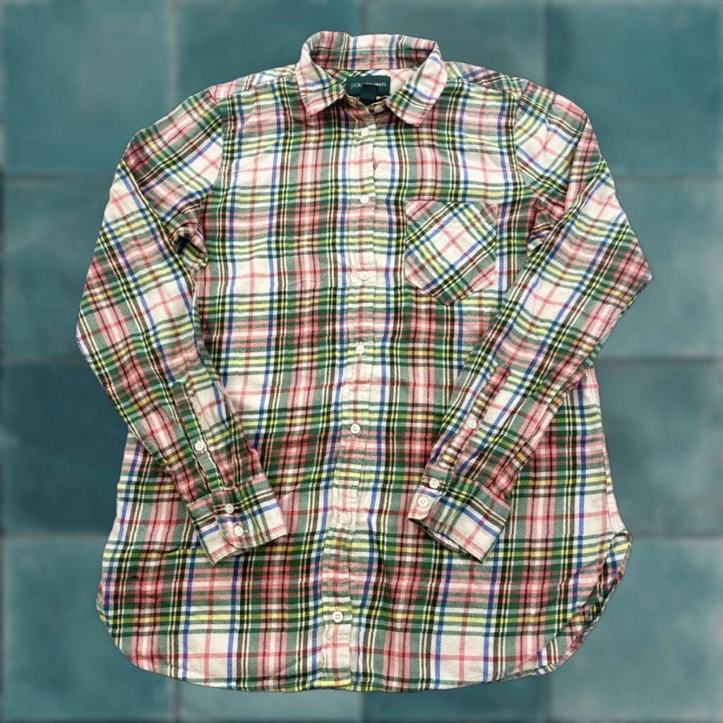 J.Crew J.Crew Button-Up Flannel Top Womens Size 6 Plaid Multicolor Long Sleeve Shirt Gender: Women Size M / US 6-8 / IT 42-44 - 1 Thumbnail