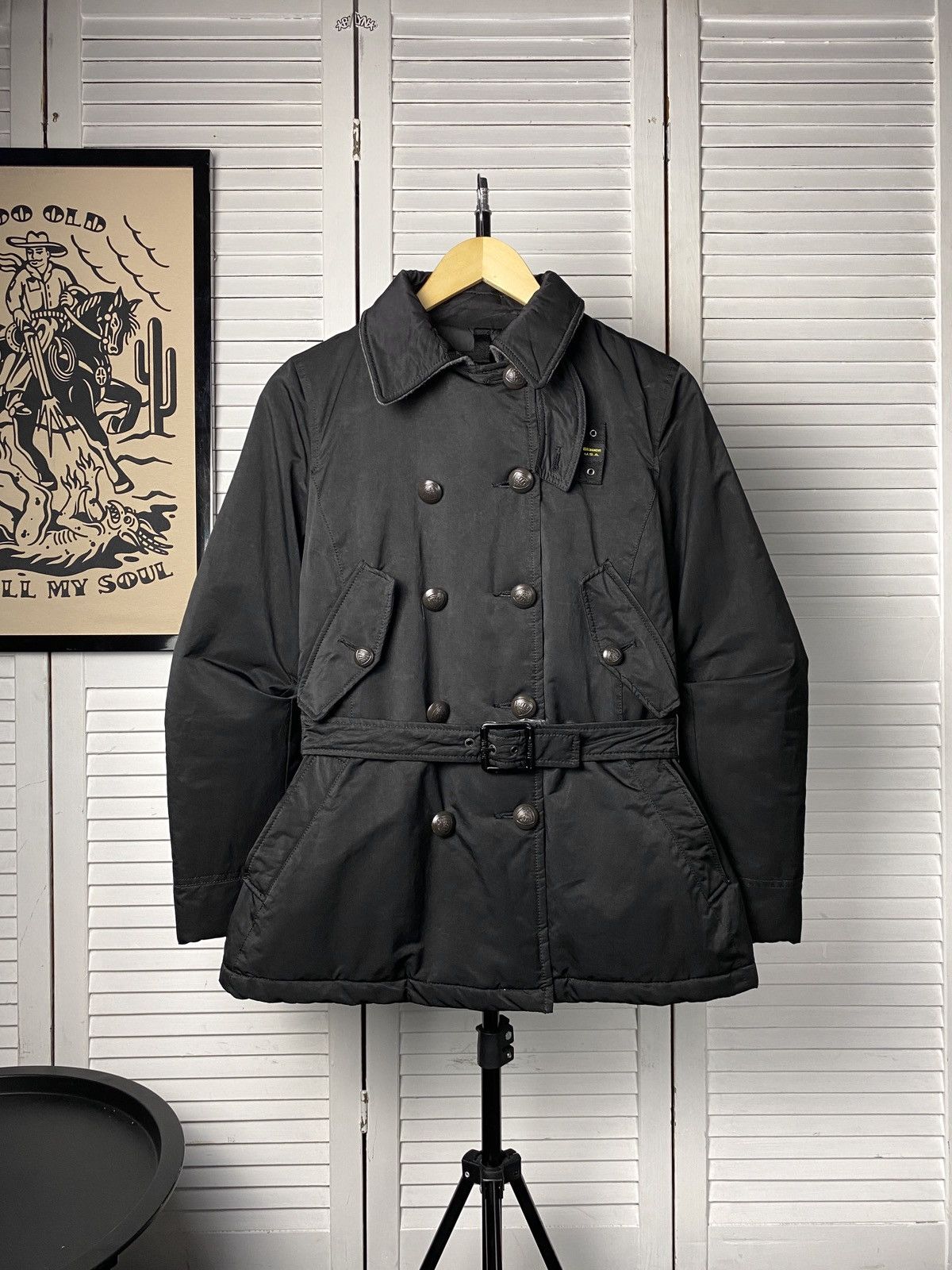 Eddie Bauer × Vintage Vintage Blauer USA Double Breasted Cropped Nylon Jacket Size L / US 10 / IT 46 - 3 Thumbnail
