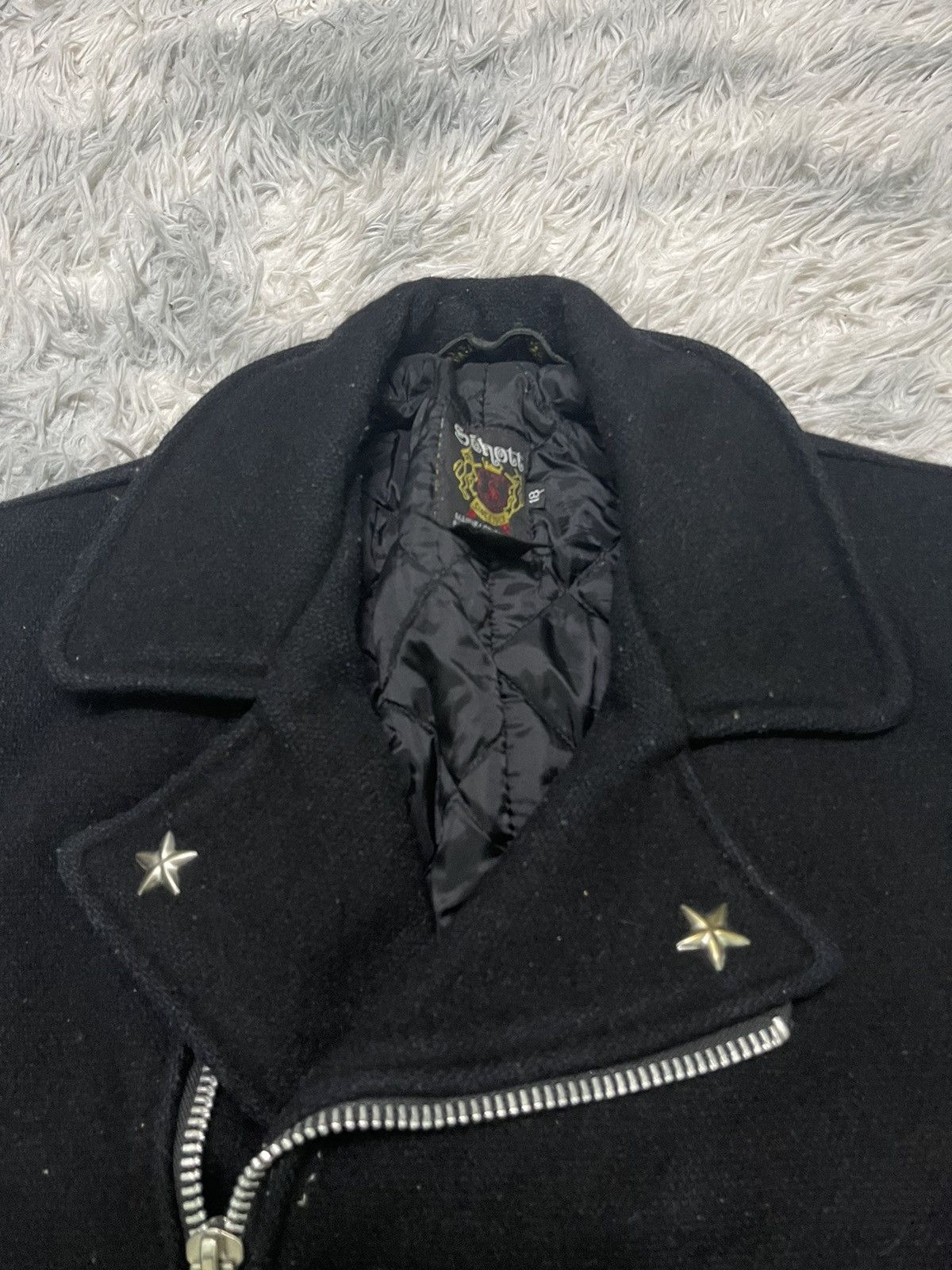 Schott 90s SCHOTT NYC DOUBLE COLLAR JACKET WOOL AND LEATHER Size US S / EU 44-46 / 1 - 9 Thumbnail