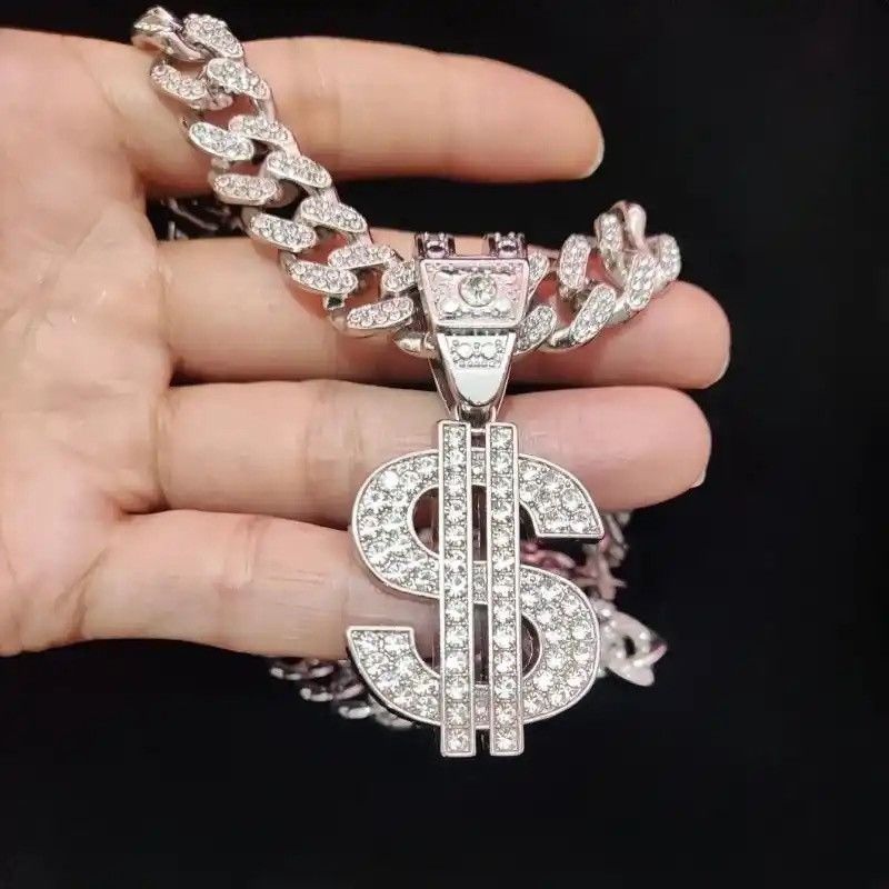Jewelry Men Women Hip Hop Dollar Pendant Necklace Size ONE SIZE - 3 Thumbnail