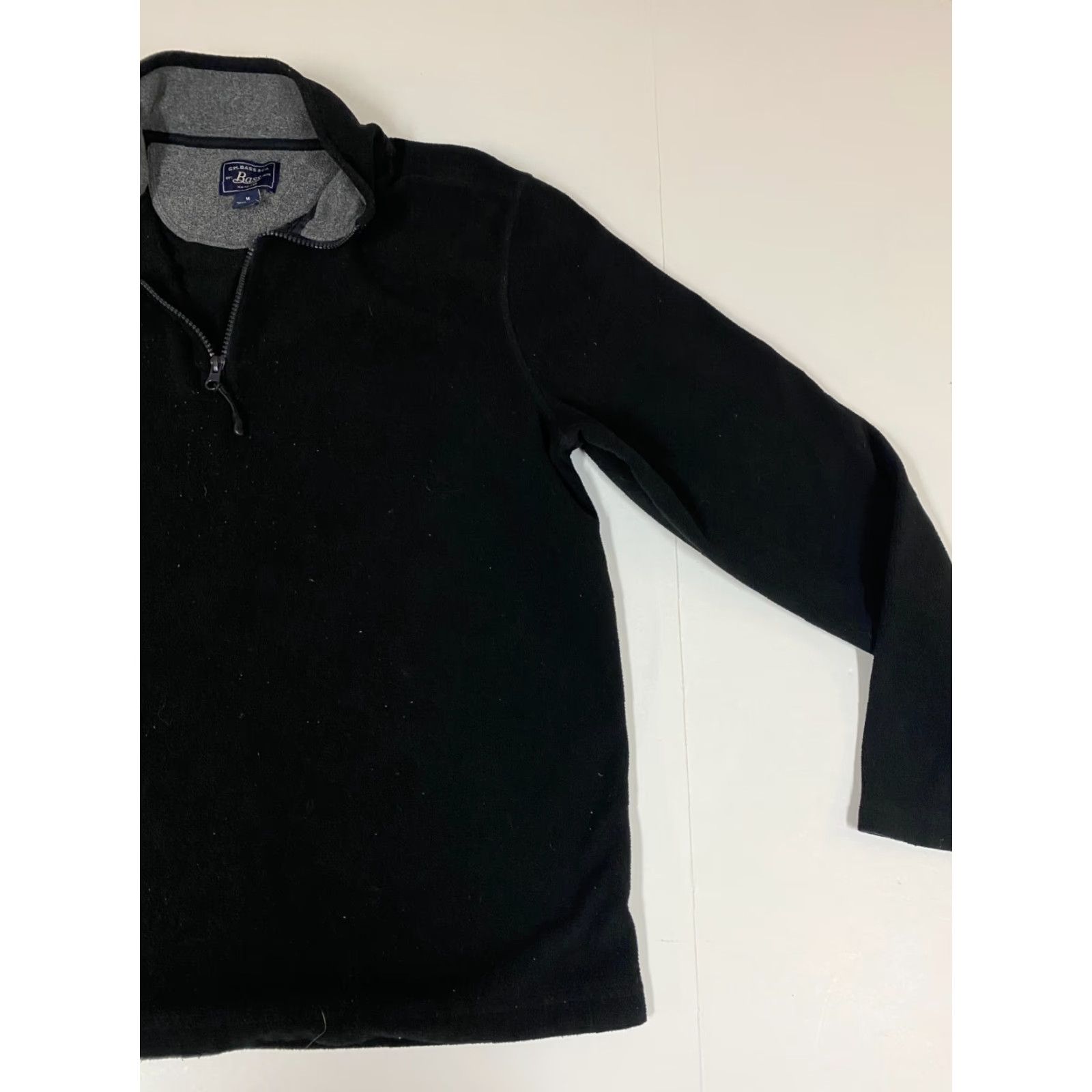 Vintage G.H. Bass & Co Mens Sweater M Pullover Black 1/4 Zip Cable-Knit Mock Neck Zipper Striped Athletic Regular Knit Pattern Vintage No Size US M / EU 48-50 / 2 - 2 Thumbnail