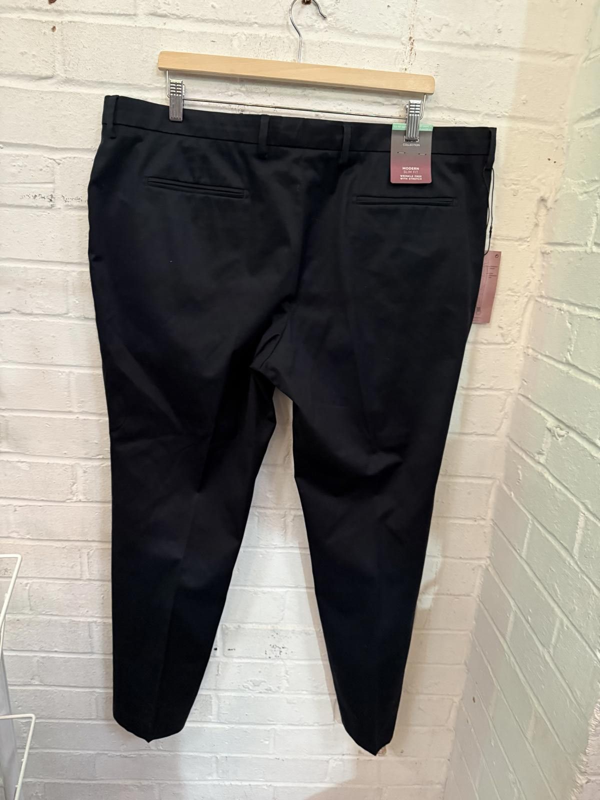 M.E. Sport M&S Menswear Black Dress Pants Slim Fit Waist 42T Size 50R - 3 Thumbnail