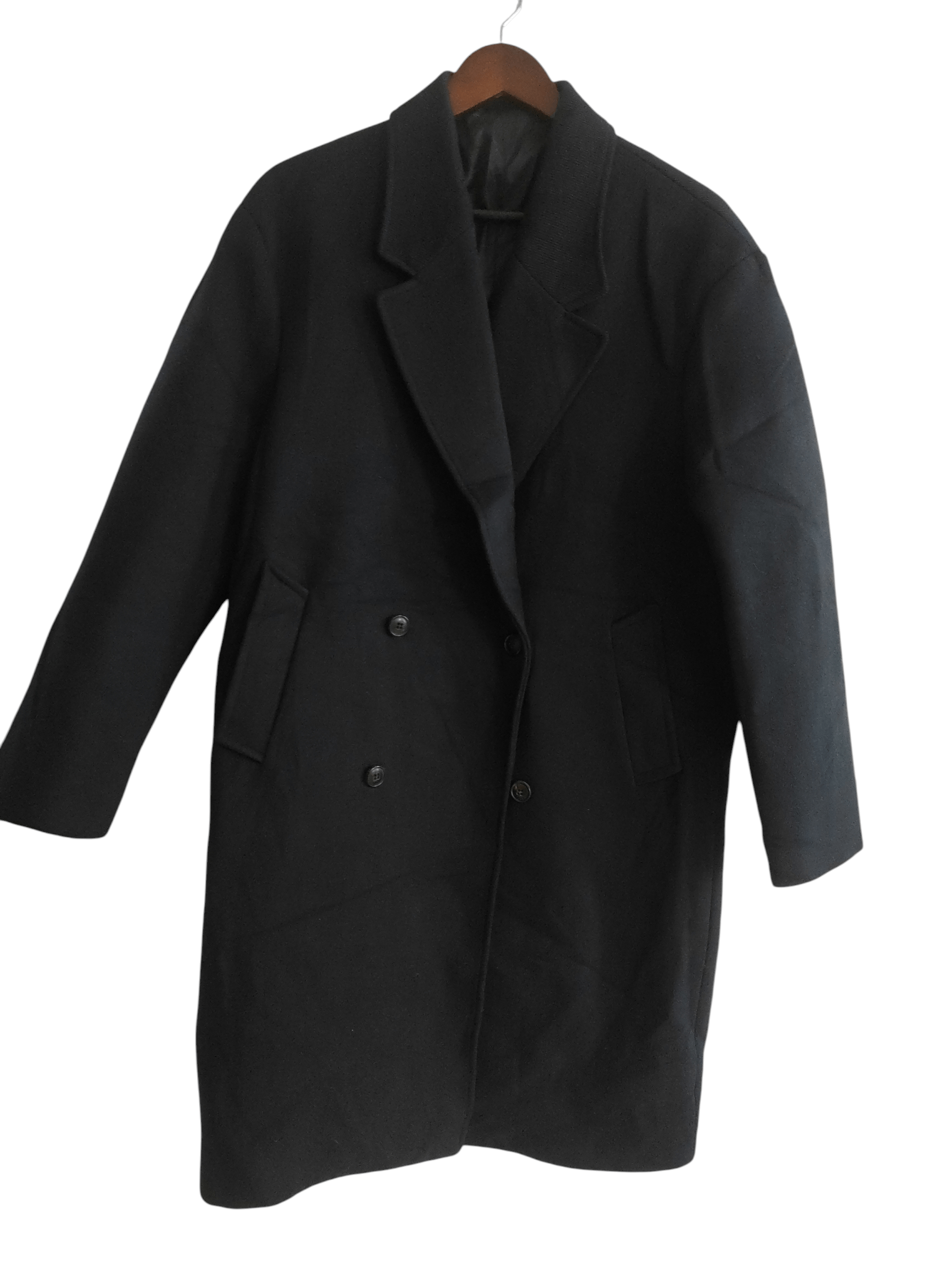 AMI Paris Double-Breasted Wool Mens Coat Navy Blue