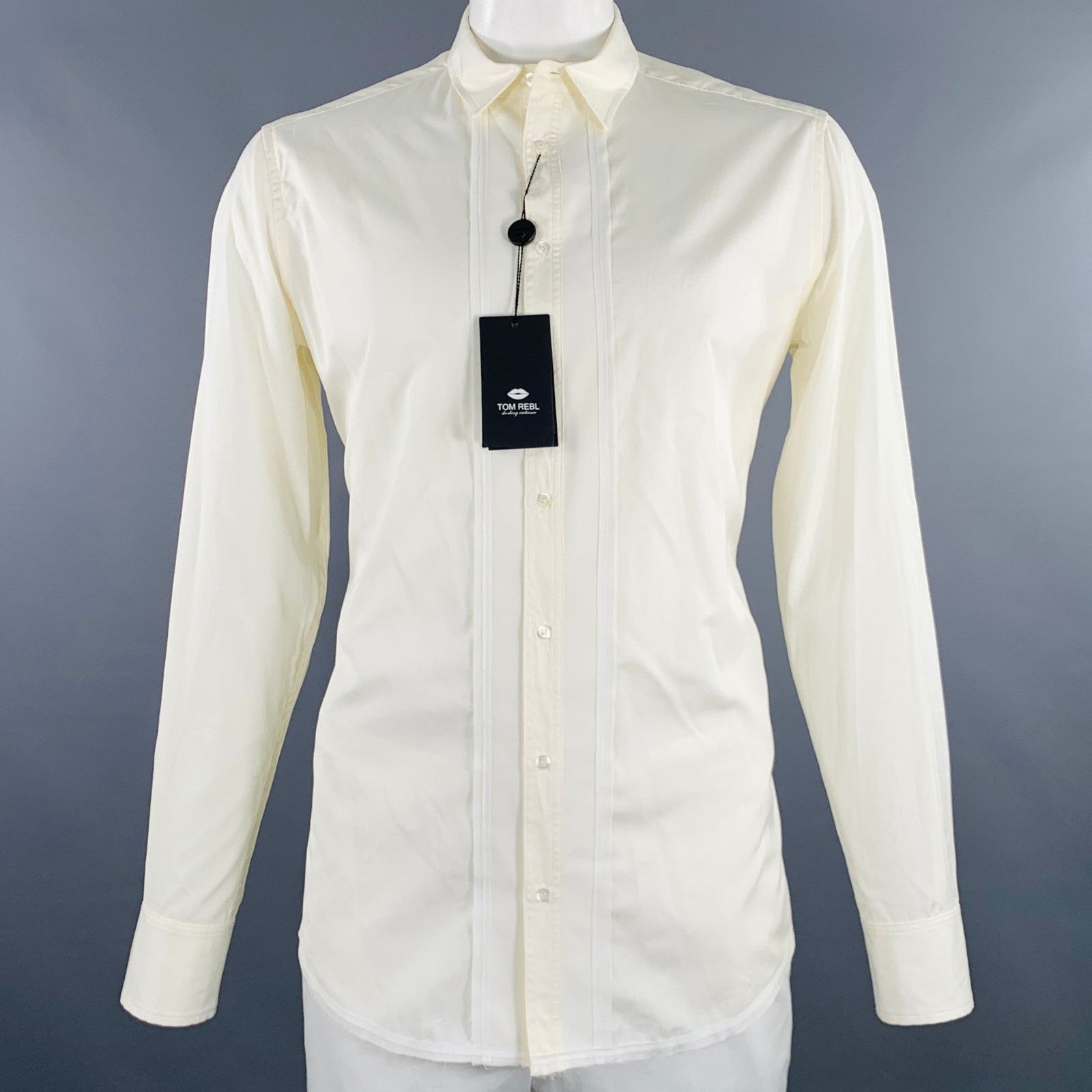 Tom Rebl TOM REBL L Beige Cotton Blend Button Up Long Sleeve Shirt Size US L / EU 52-54 / 3 - 1 Thumbnail