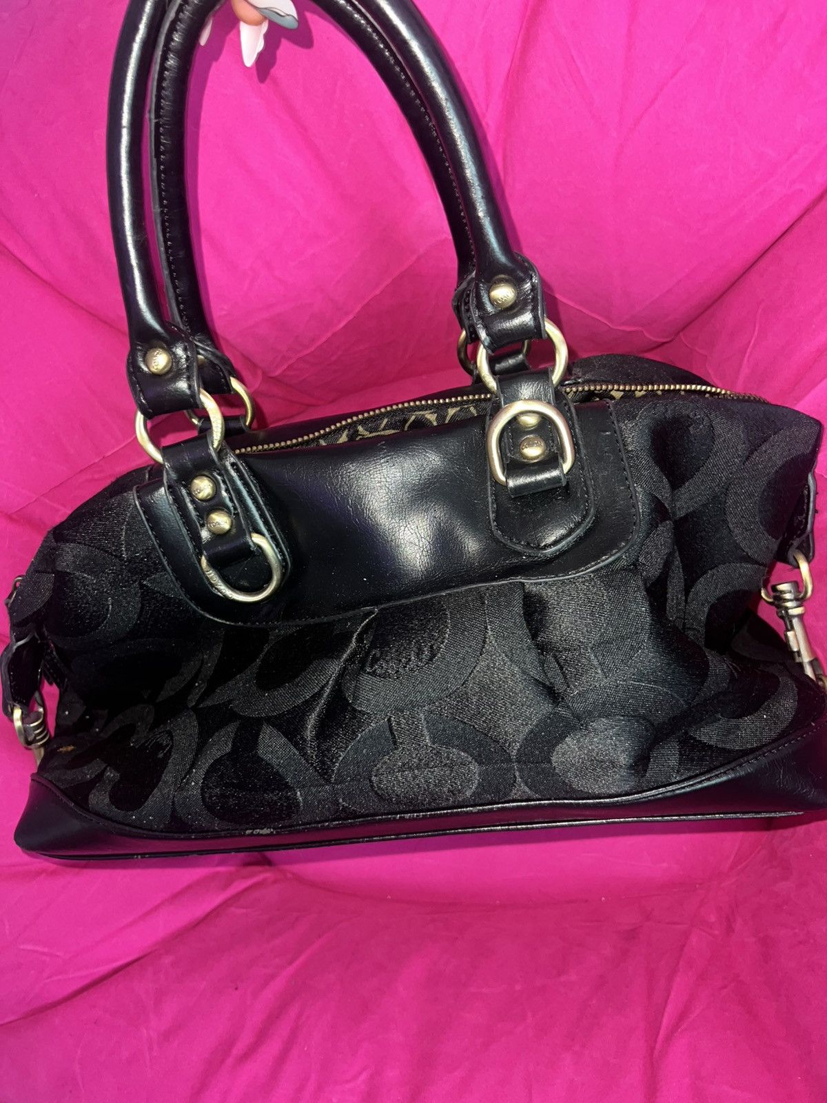 Coach Coach Black Signature Canvas & Leather handle Bag Size ONE SIZE - 3 Thumbnail