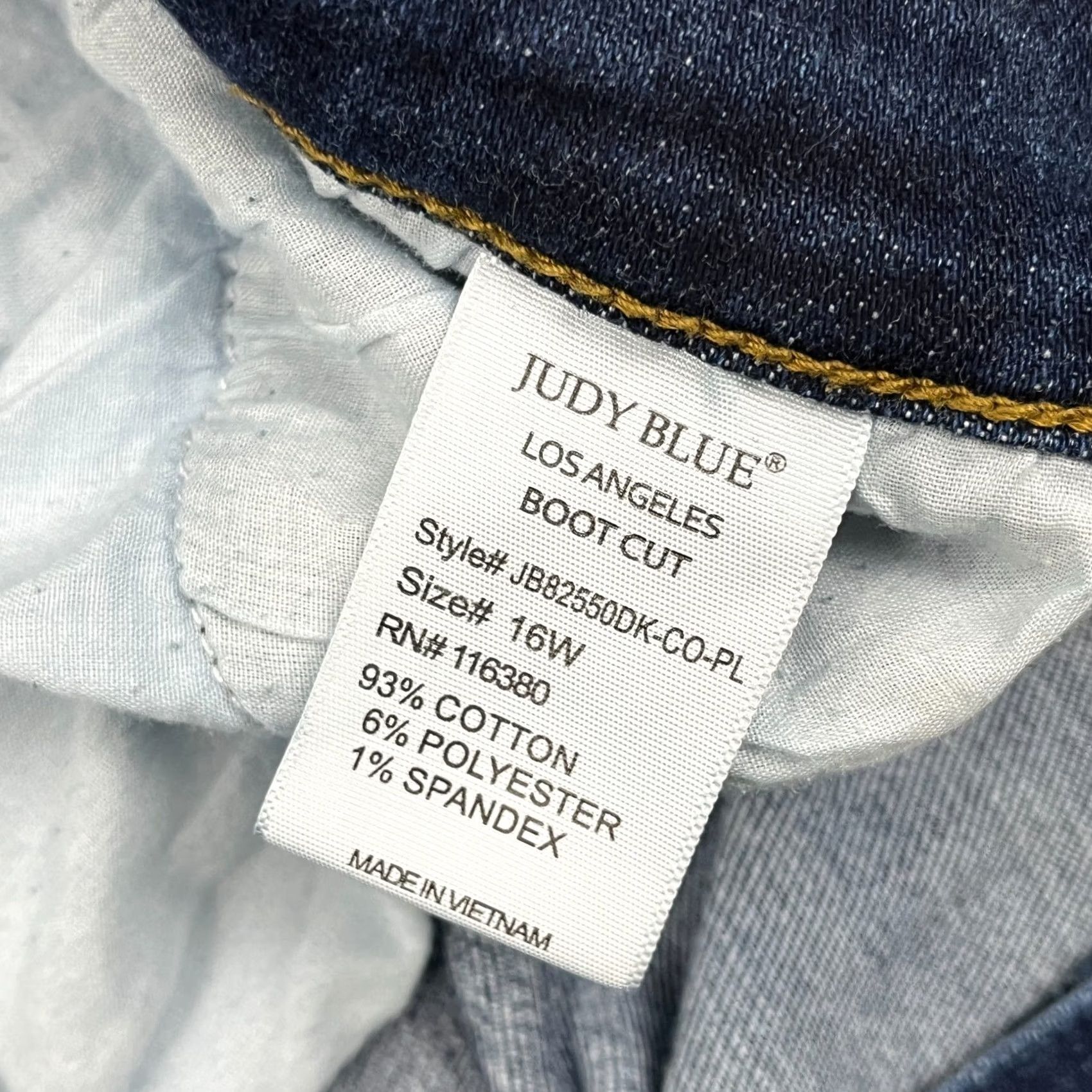 Denime Judy Blue Jeans Size 16W Boot Cut Blue Denim Stretch Frayed Hem Casual Jeans Women 16W Blue Denim Judy Blue Womens Jeans Size 38" / US 16 / IT 52 - 3 Thumbnail
