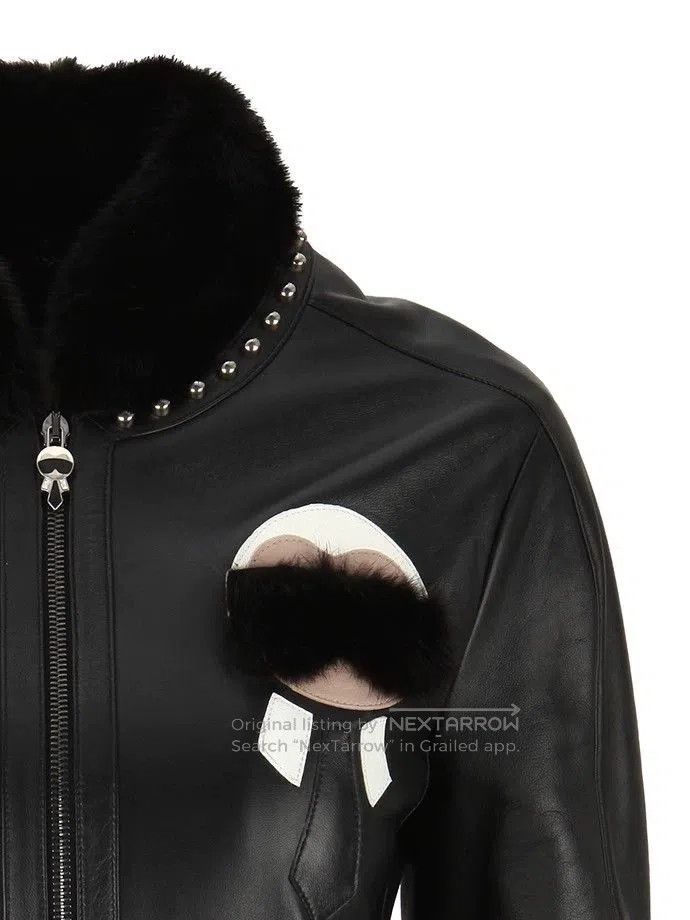 Fendi FENDI Black Leather Jacket with Fur Collar. Size US S / EU 44-46 / 1 - 9 Thumbnail