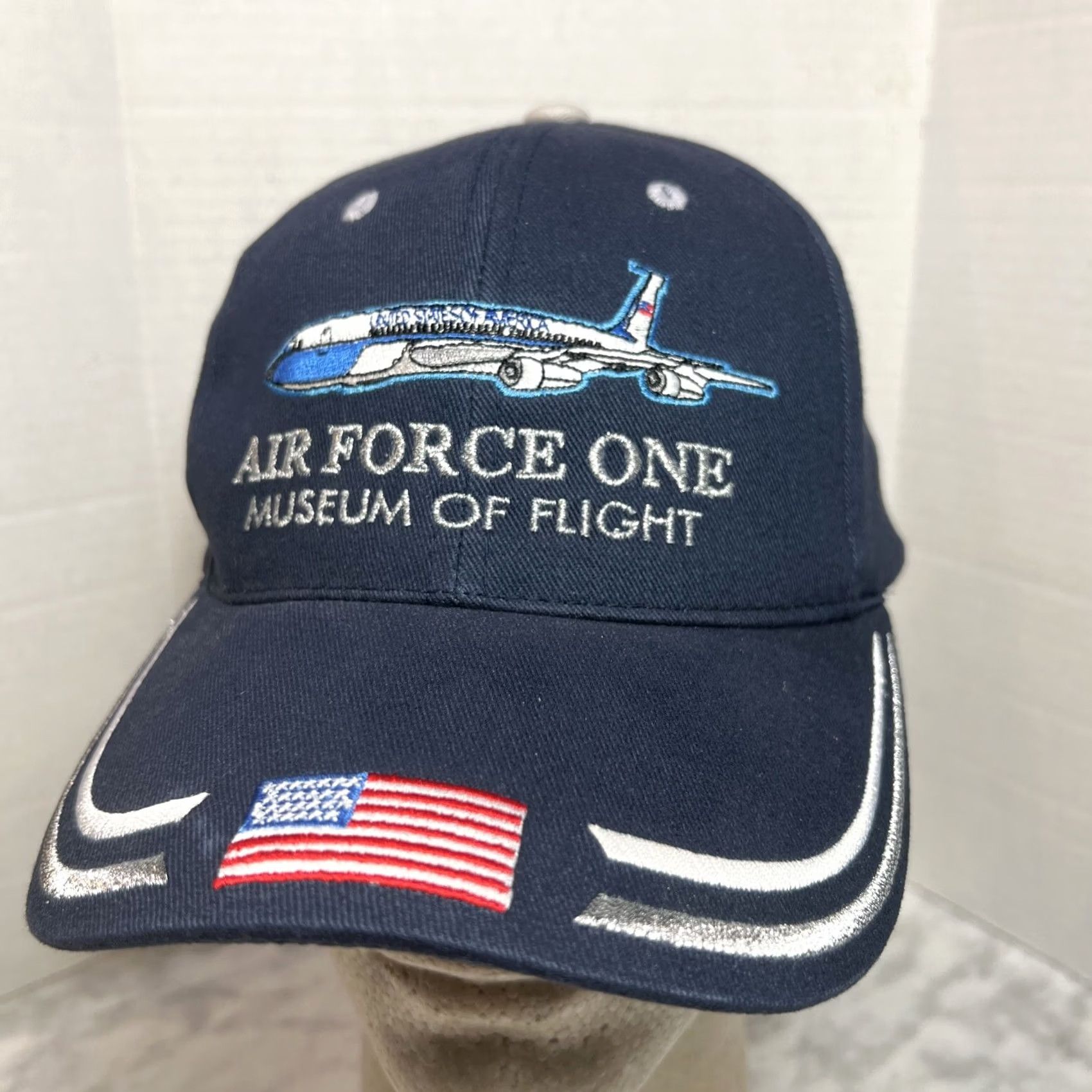 Vintage VINTAGE Air Force One Museum Of Flight Hat Strapback West Coast Novelty Flag Metallic Mens Size ONE SIZE - 2 Thumbnail
