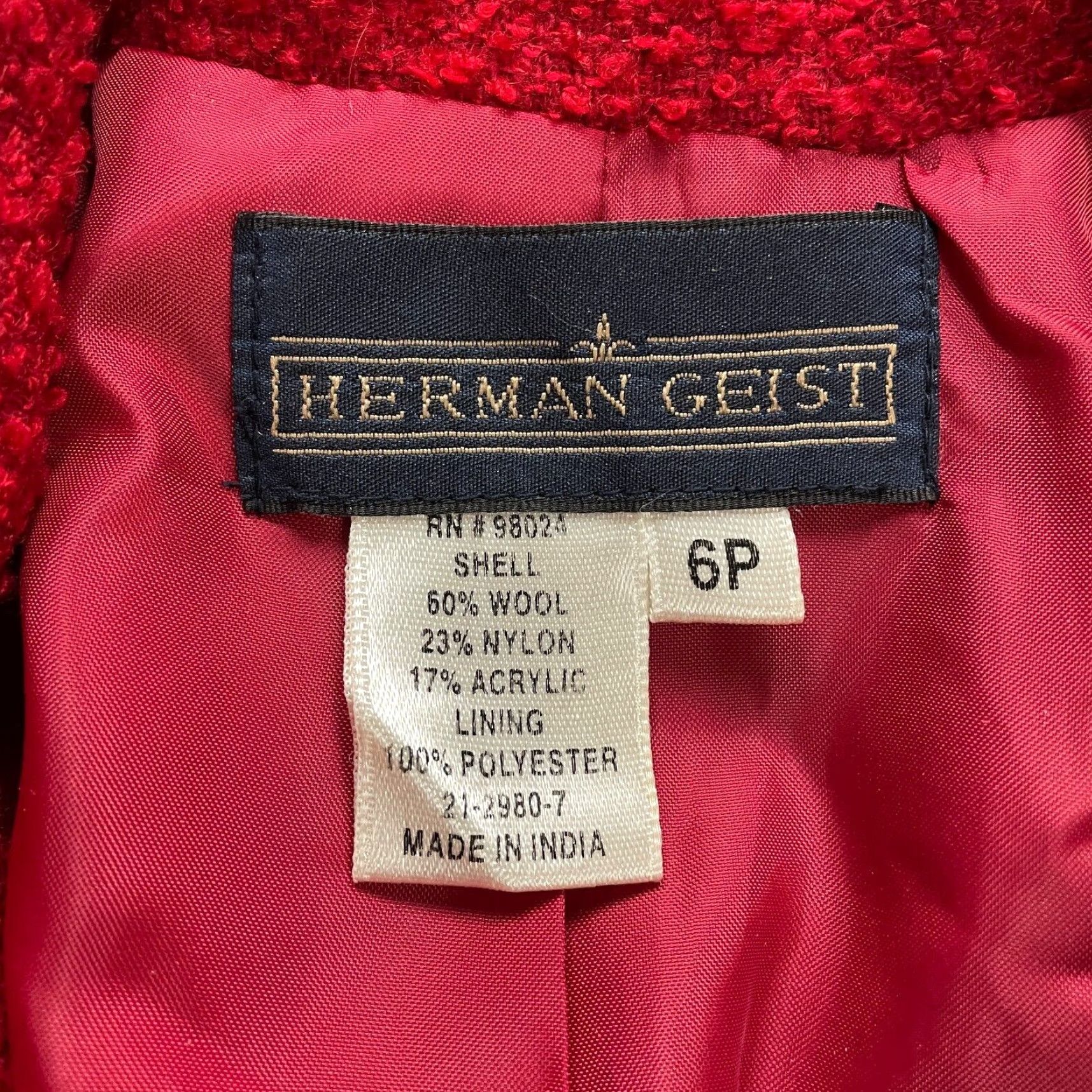 Vintage VINTAGE Herman Geist Blazer Suit Coat Womens 6P Red Tweed Single Breasted Work Size M / US 6-8 / IT 42-44 - 5 Thumbnail