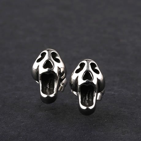 Sterling Silver Skull Dark Earrings One Pairs Chrome Jewelry Size ONE SIZE - 1 Thumbnail