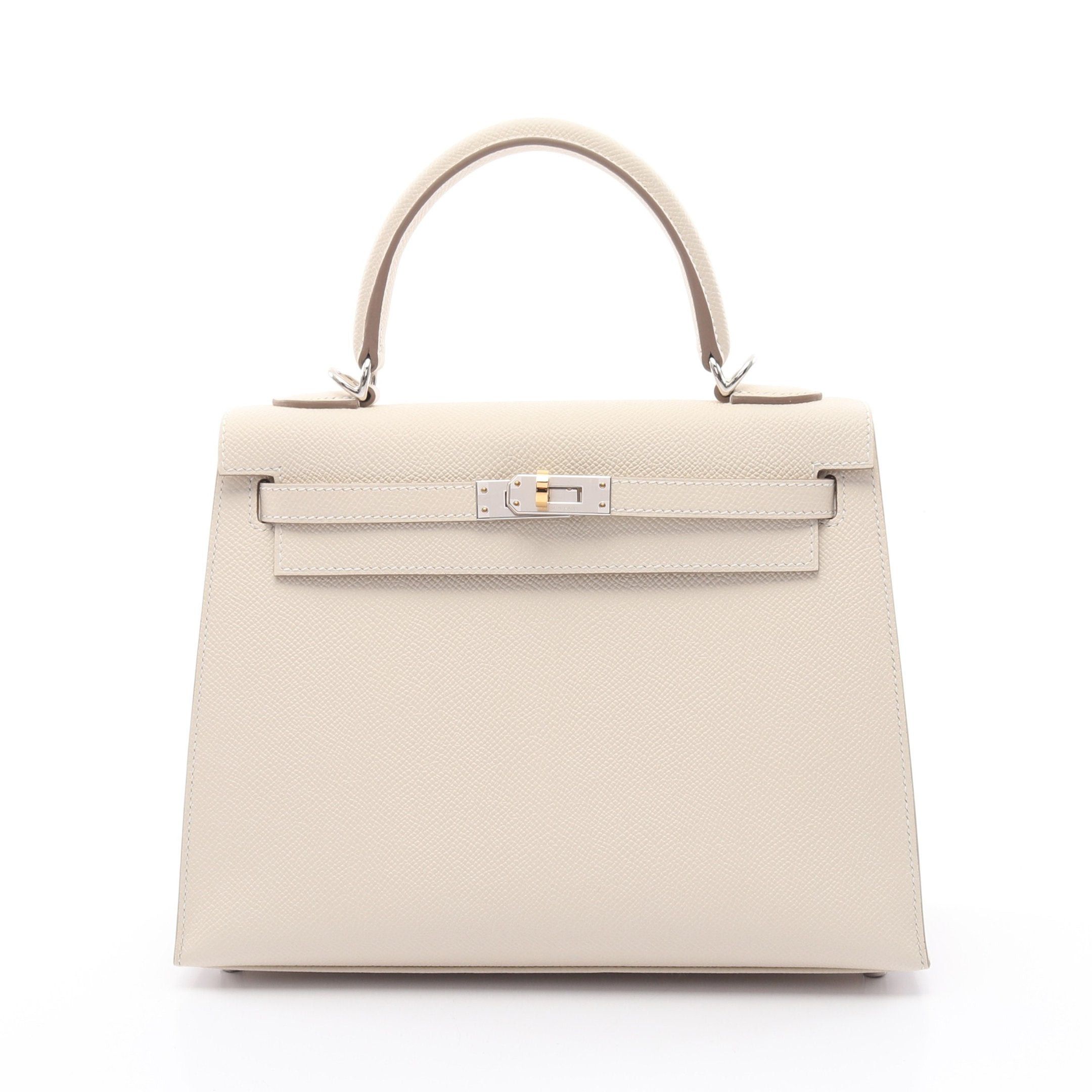 Hermes Hermes Kelly 25 Kure Handbag Veau Epsom Off White Combination Metal Fittings Outside Sewing Double Engraved Size ONE SIZE - 1 Thumbnail