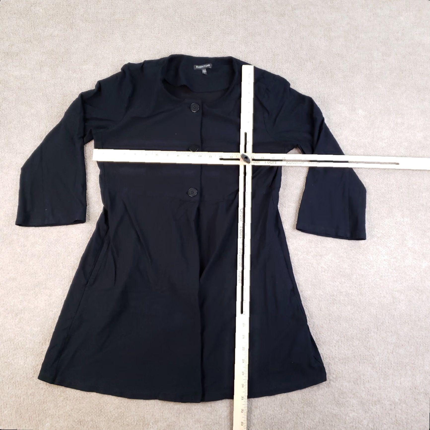 Eileen Fisher Eileen Fisher Jacket Black Small Button Front 3/4 Sleeve Stretch J1257M Womens Size S / US 4 / IT 40 - 2 Thumbnail