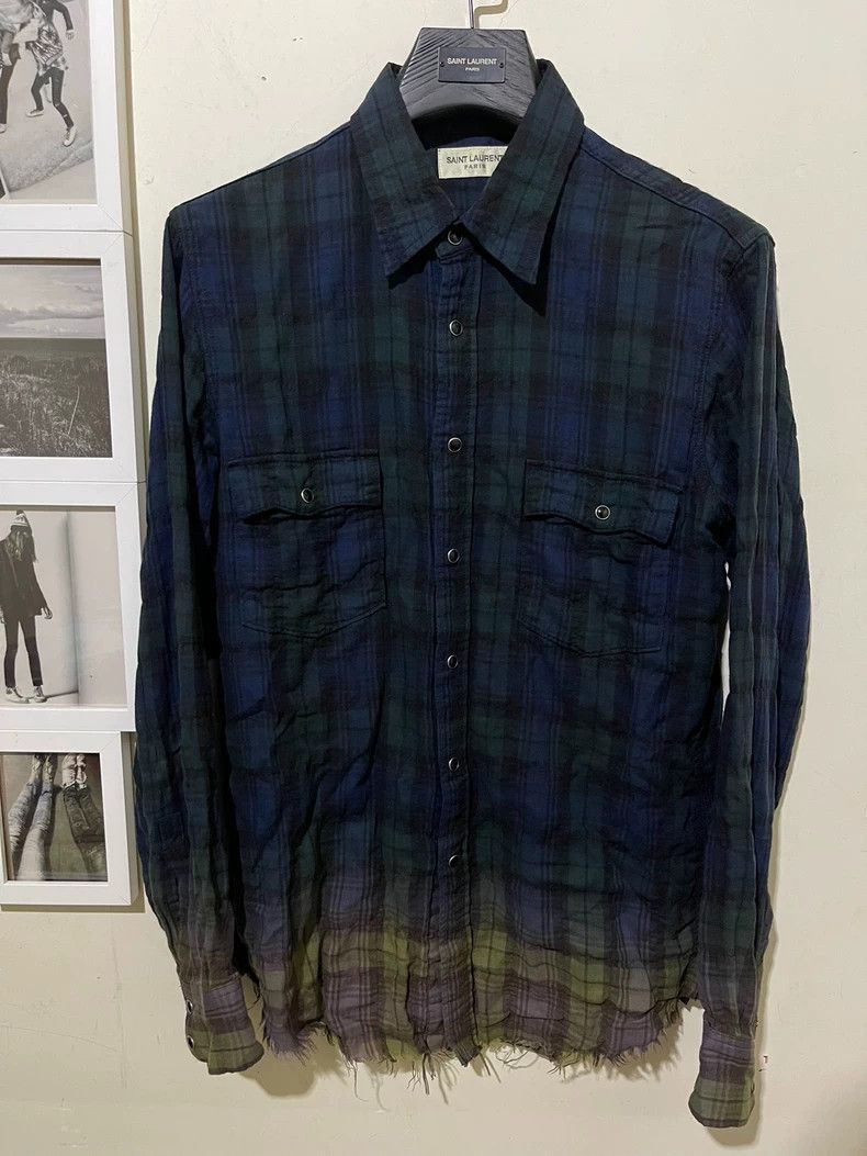 Saint Laurent Paris Saint Laurent Gradient Blue Shirt-2508 Size US S / EU 44-46 / 1 - 1 Thumbnail