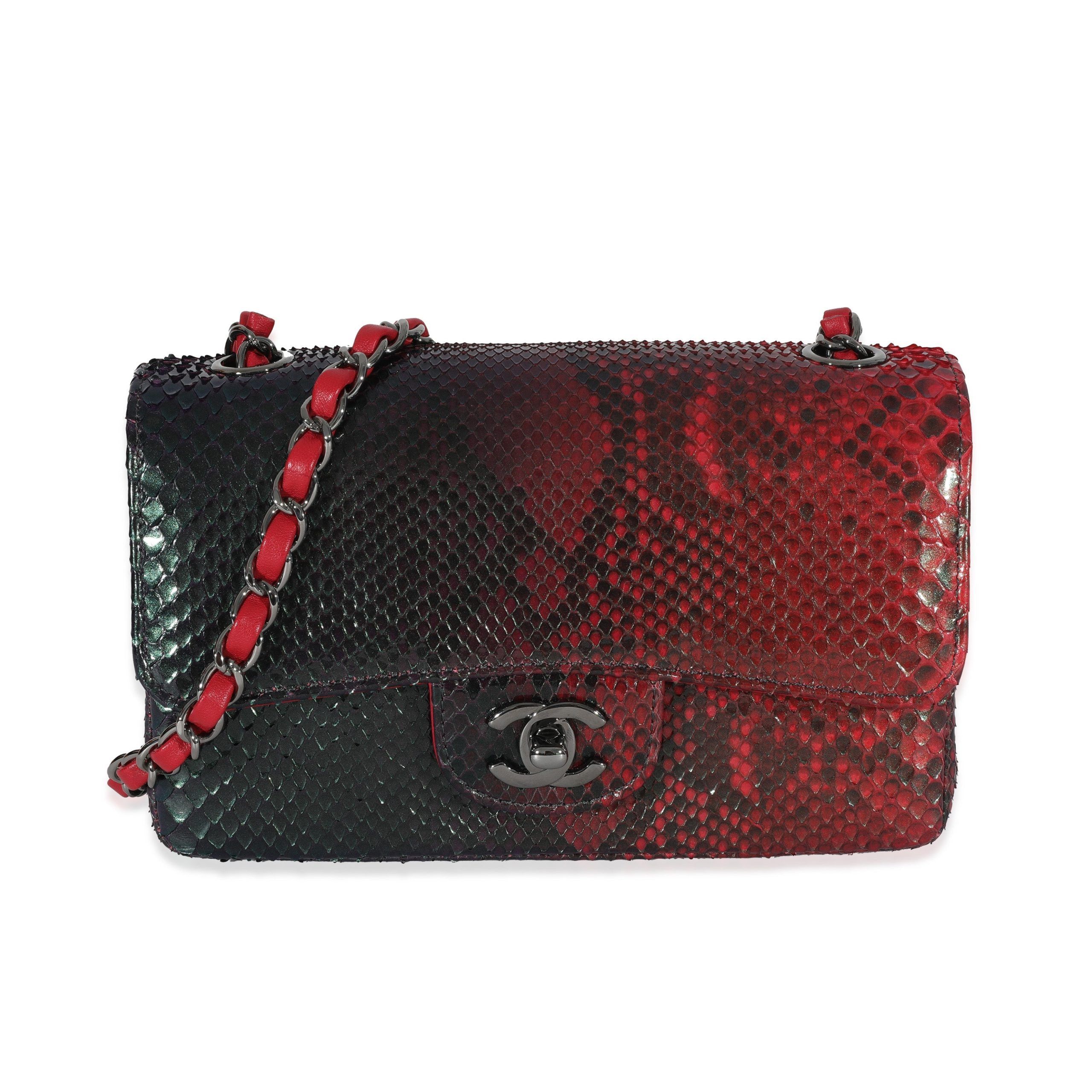 Chanel Chanel 18K Red Black Ombre Iridescent Python Mini Flap Bag RHW ...