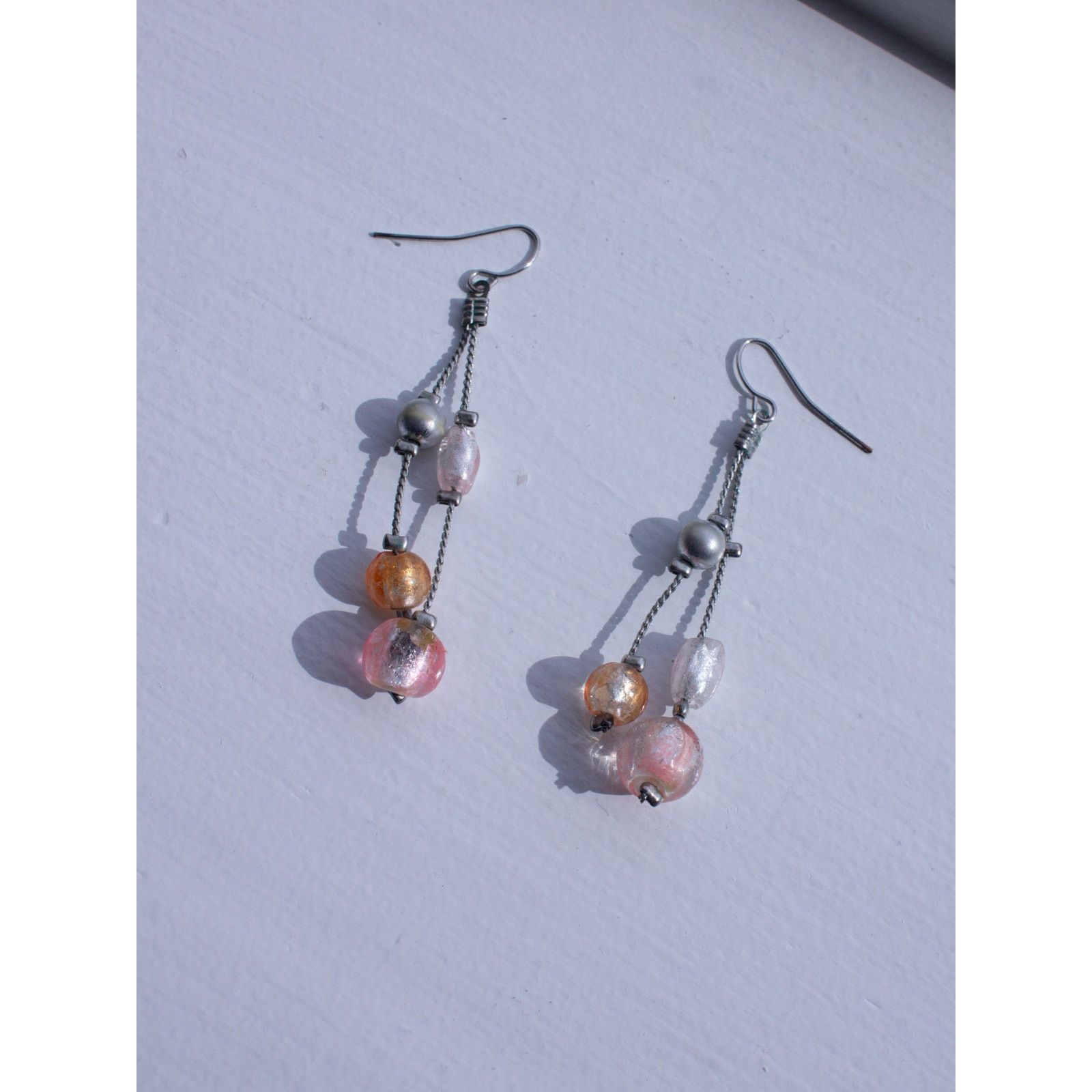 Vintage Pink and Orange Dangly Earrings Size ONE SIZE - 2 Thumbnail