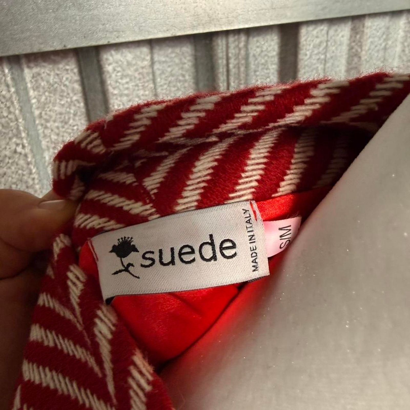 Herring Red white herringbone blazer Size L / US 10 / IT 46 - 5 Thumbnail