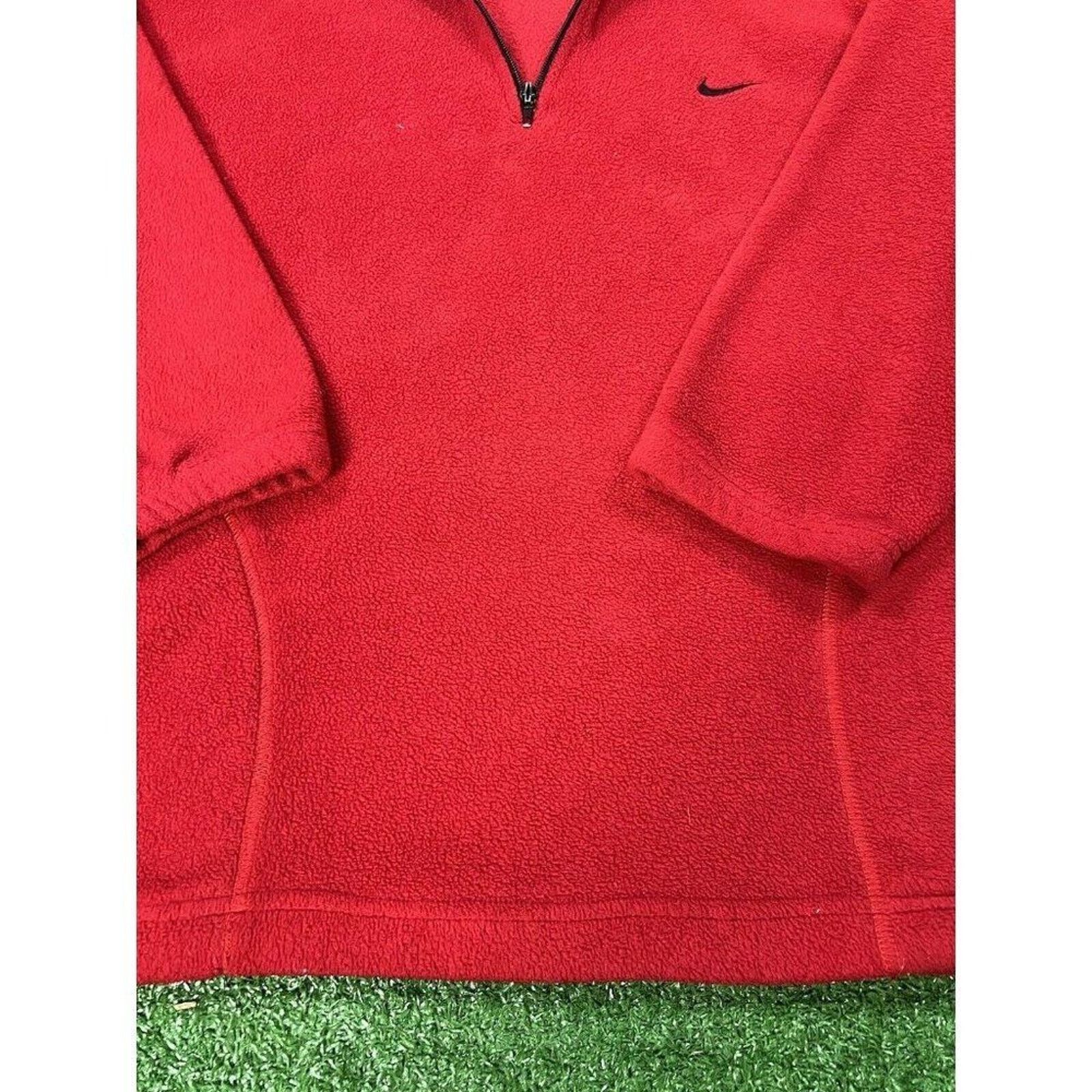 Nike Vintage Nike Mens MD Sweater Red Fleece 1/4 Zip Logo Swoosh Size US M / EU 48-50 / 2 - 2 Thumbnail