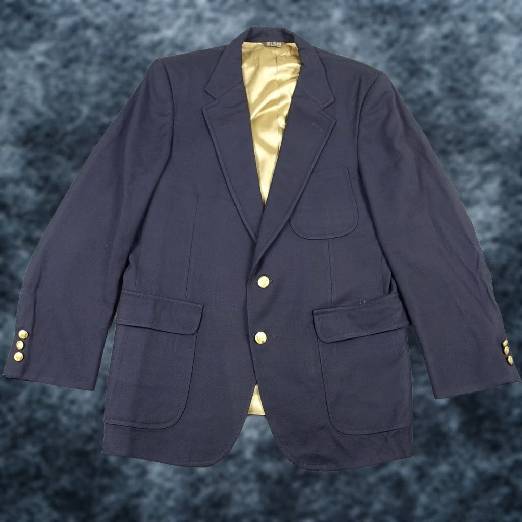 Bill Blass VINTAGE Bill Blass Blazer Mens 42 Navy Wool Three-Button Jacket Sport Coat Navy Blue Wool Three-Button Blazer Mens 42 Regular Mens Mens Mens Size 42R - 1 Thumbnail