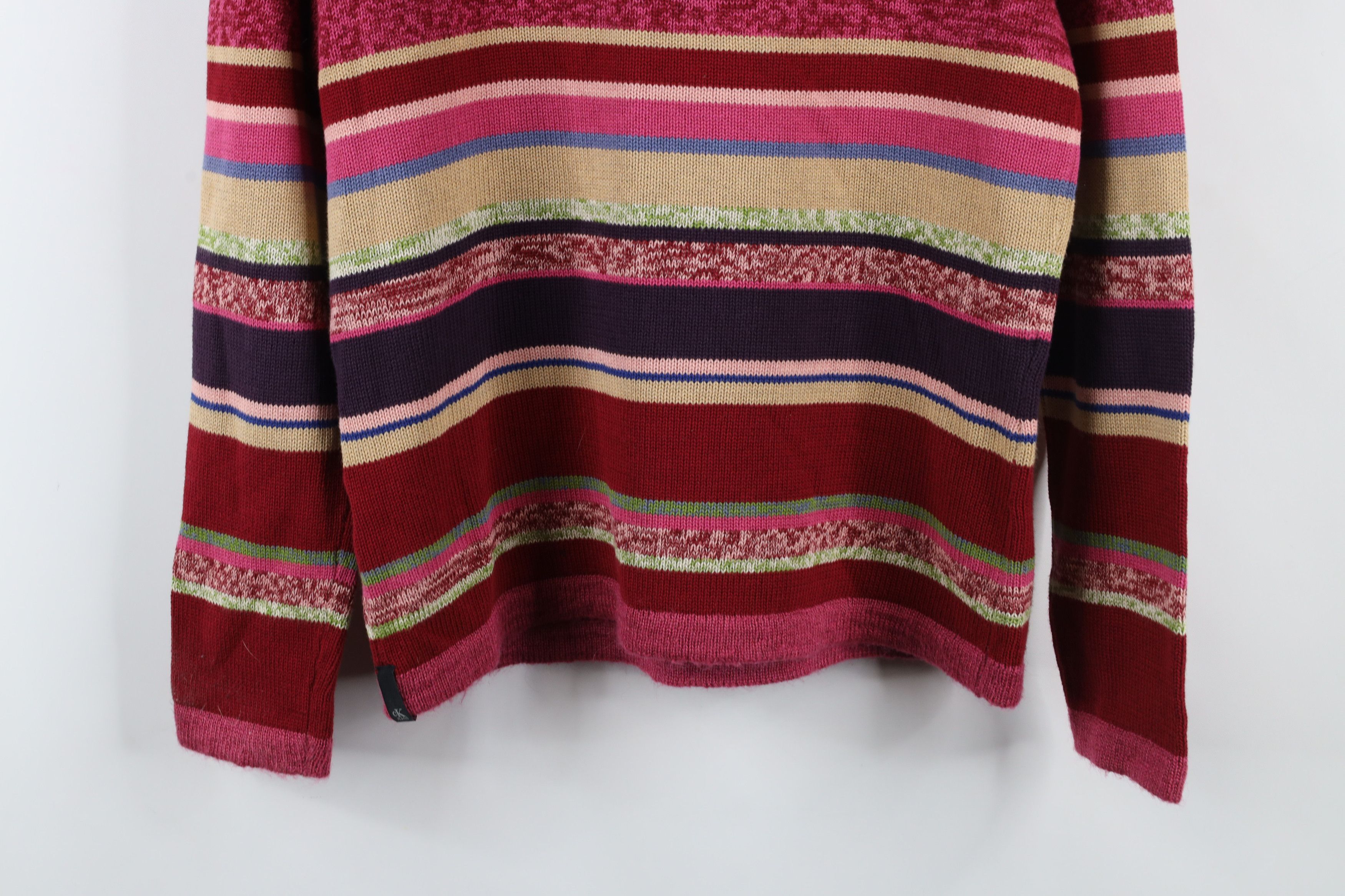 Calvin Klein × Vintage Vintage 90s Y2K Calvin Klein Rainbow Striped Knit Sweater Size M / US 6-8 / IT 42-44 - 8 Thumbnail