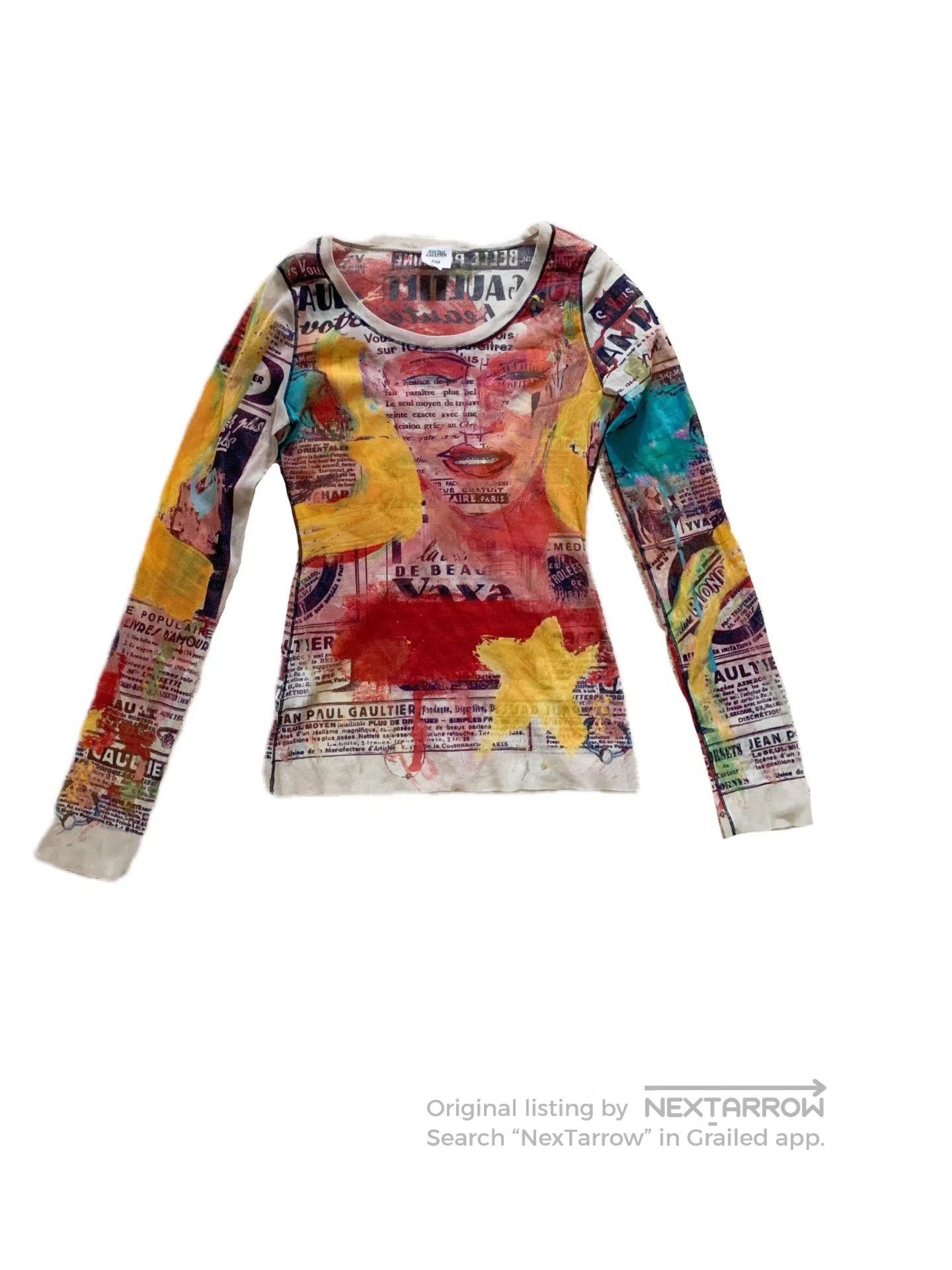 Jean Paul Gaultier Jean Paul Gaultier Mesh Portrait Print Top. Size M / US 6-8 / IT 42-44 - 4 Thumbnail