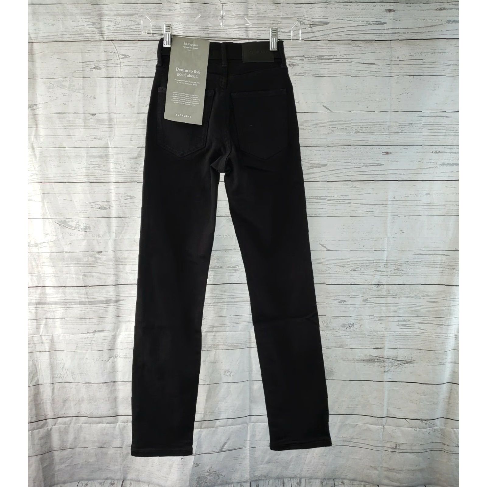 Everlane Everlane Womens High Rise Slim Straight Jeans Sz 23 Solid Black Button Fly Size 40" / US 18 - 3 Thumbnail