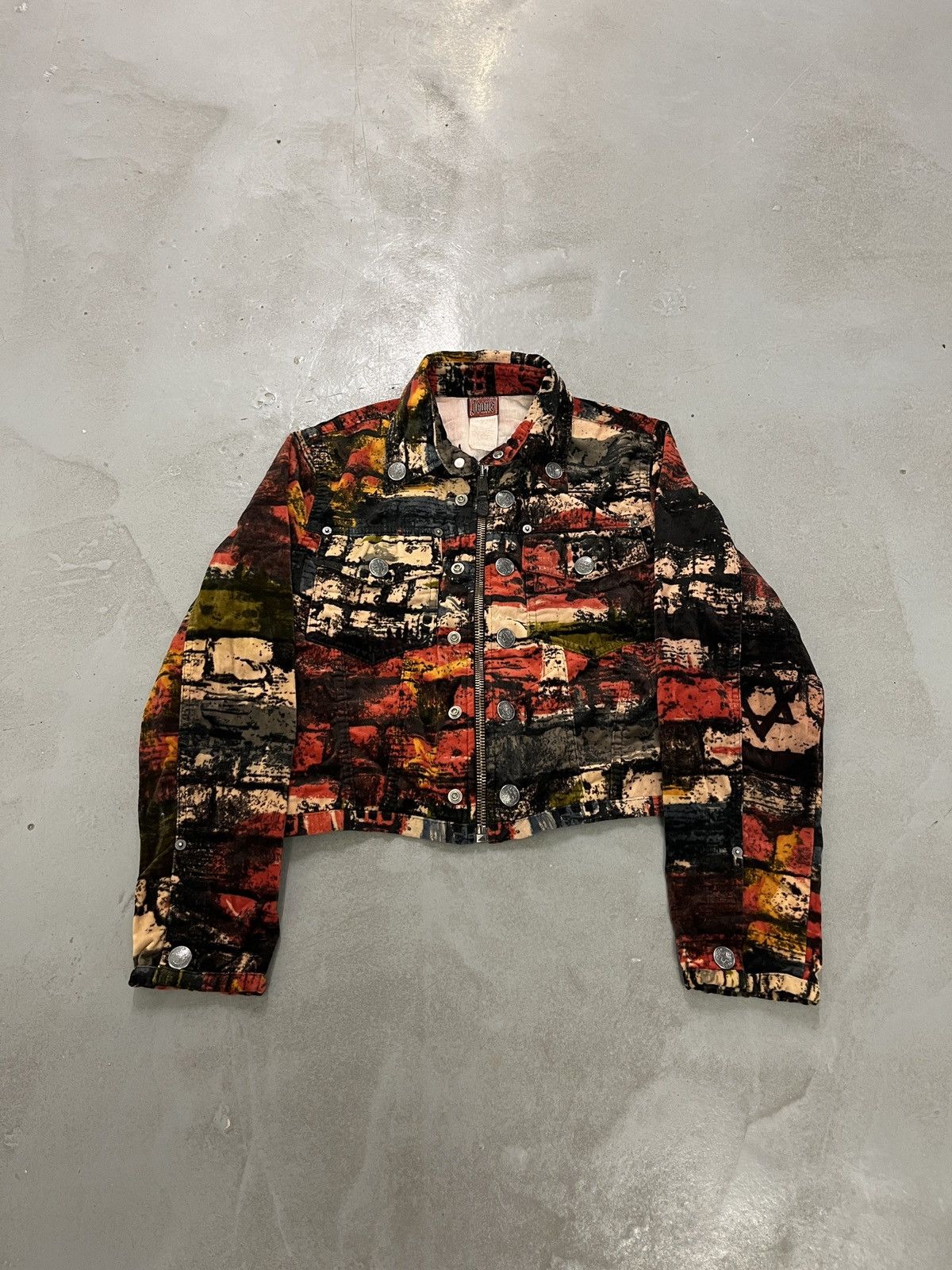 Jean Paul Gaultier Jean Paul Gaultier Velvet Cropped Abstract Print Jacket Size S / US 4 / IT 40 - 1 Thumbnail