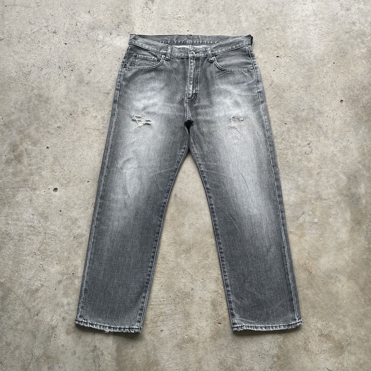 Japanese Brand × Jean × Vintage W34 Vintage Japanese Faded Black Distressed Jeans Pants Size US 34 / EU 50 - 2 Thumbnail