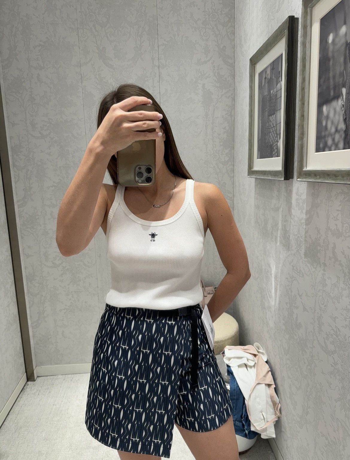 Dior Miss Dior Technical Monogram Taffeta Jacquard Navy Motif Size 25" / US 0 / IT 36 - 2 Thumbnail