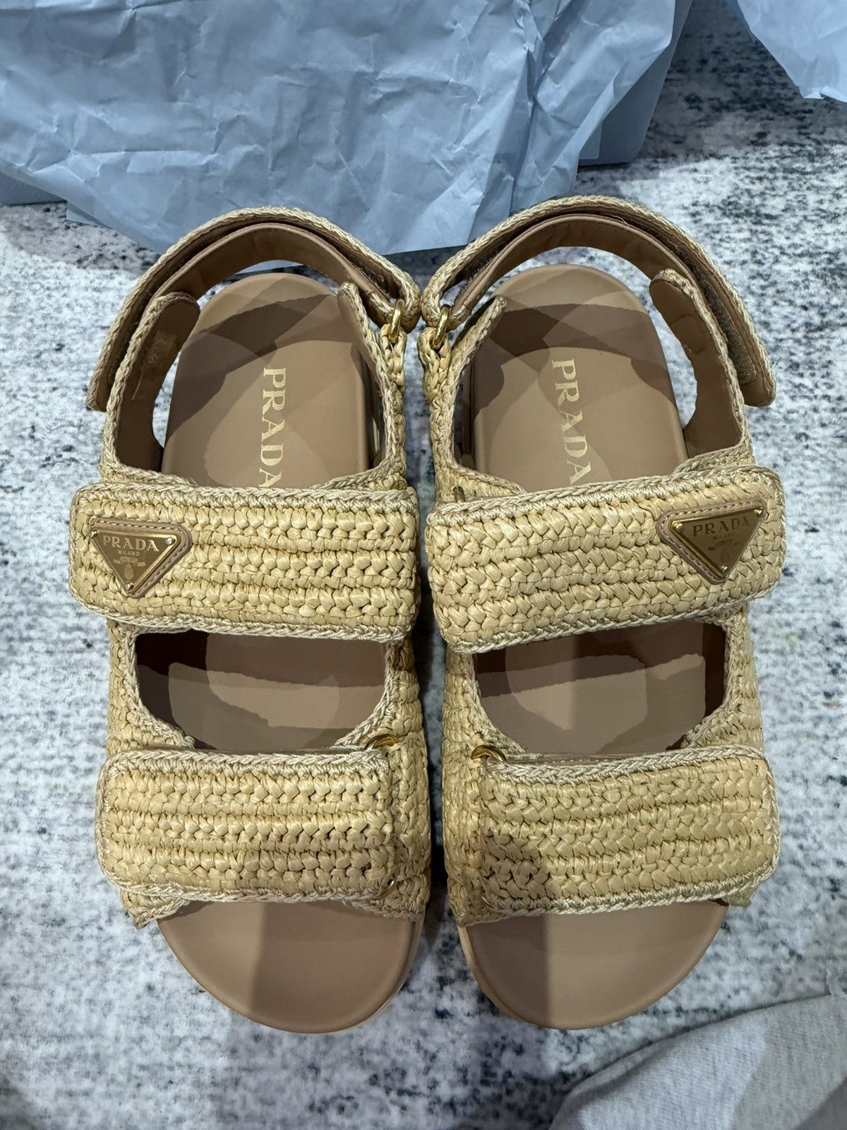Prada Prada natural crochet sandals Size US 8 / IT 38 - 1 Thumbnail