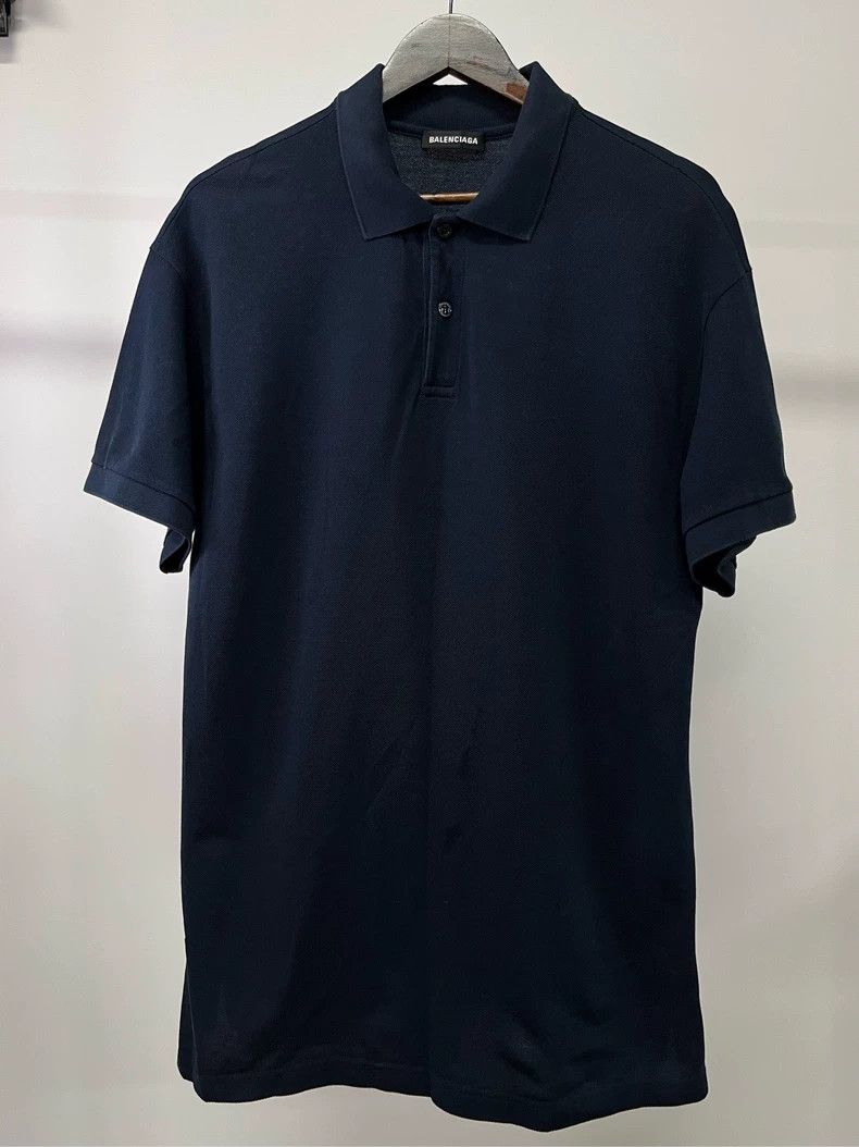 Balenciaga Balenciaga Navy Blue Back Embroidered Logo Short Sleeve Po Size US M / EU 48-50 / 2 - 2 Thumbnail