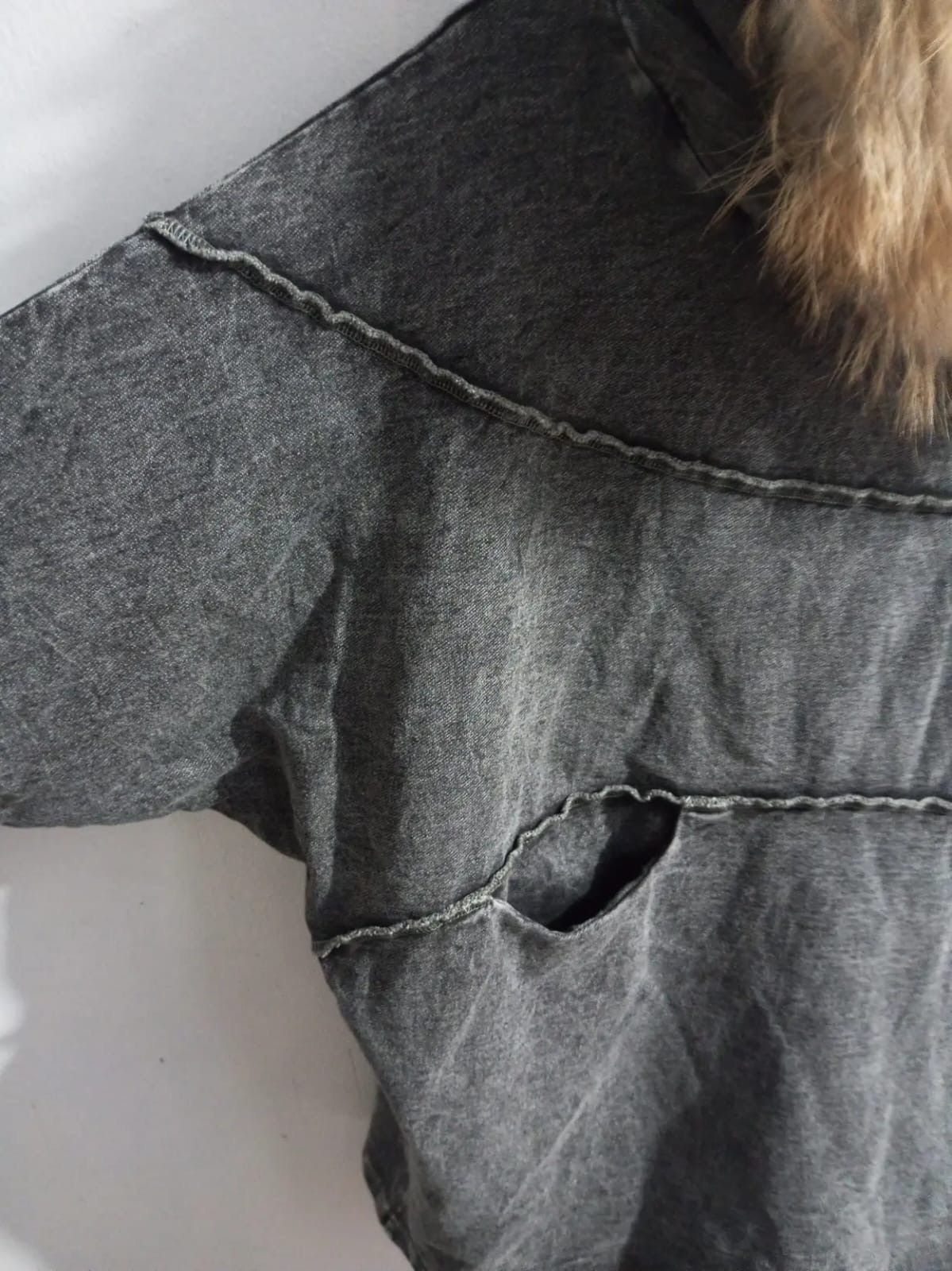 Japanese Brand pattern torso denim stretch fur hoodie Size US L / EU 52-54 / 3 - 3 Thumbnail