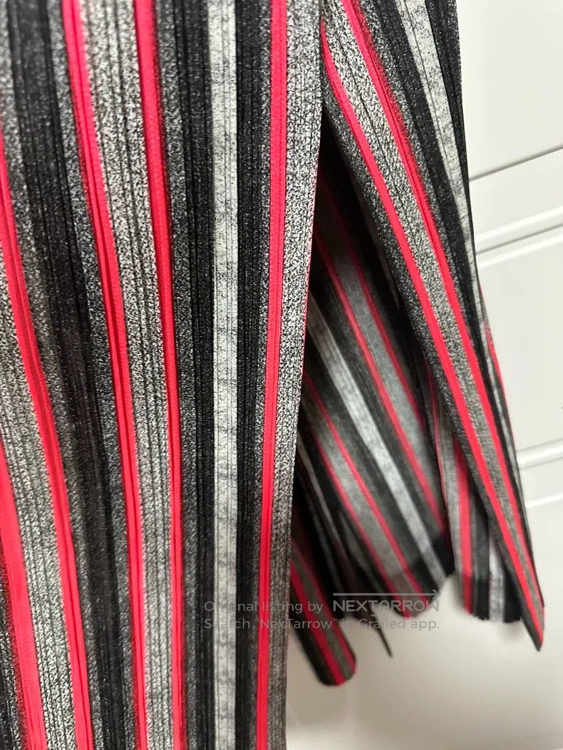 Issey Miyake Issey Miyake Red-black-gray Striped Long Cardigan Size XXL / US 16-18 / IT 52-54 - 2 Thumbnail