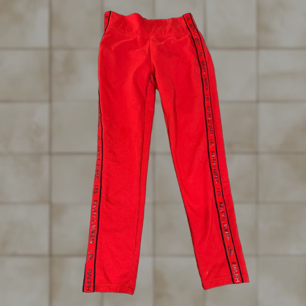 Ralph Lauren Lauren Ralph Lauren Leggings Womens Medium Red Logo Athletic Pants Pull On Ankle Stretch Breathable Elastic Waist Size 32" / US 10 / IT 46 - 1 Thumbnail