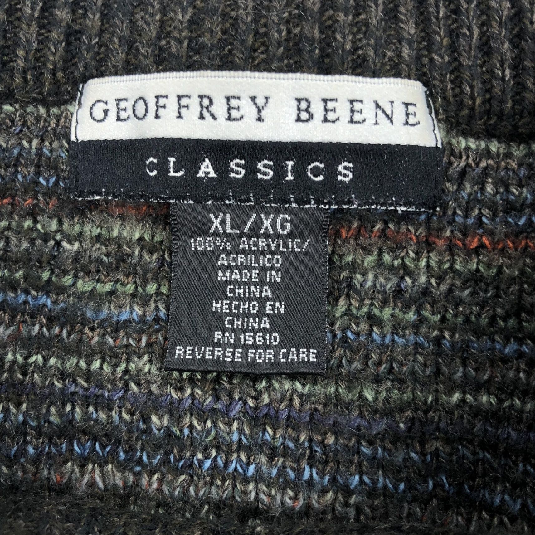 Geoffrey Beene Geoffrey Beene Mens XL Acrylic Geometric Pattern Crew Neck Sweater Vintage Size US XL / EU 56 / 4 - 3 Thumbnail