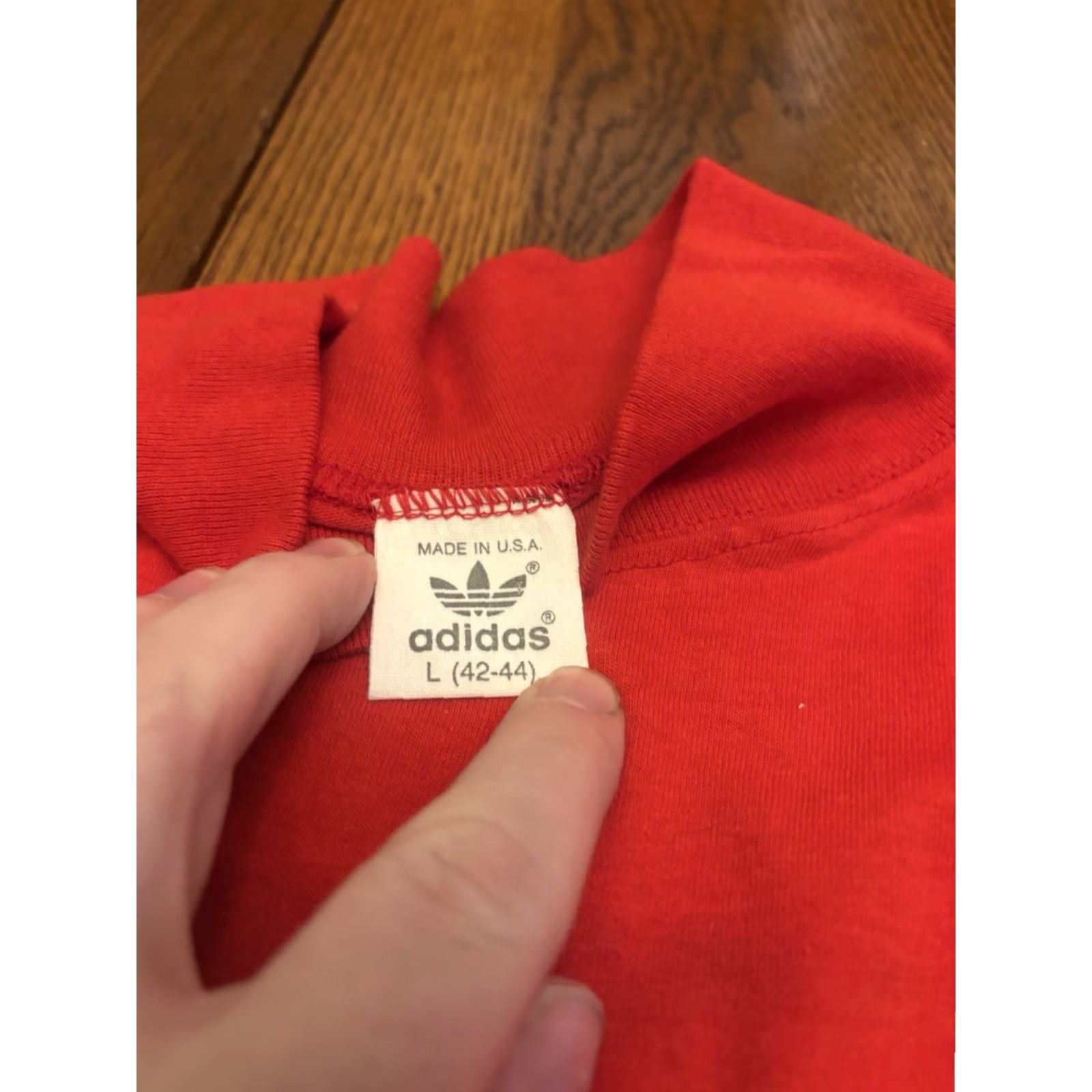 Adidas VINTAGE adidas T-Shirt Men L Crew Neck Long Sleeve Red 80s Team Logo Cotton US Made Size US L / EU 52-54 / 3 - 3 Thumbnail