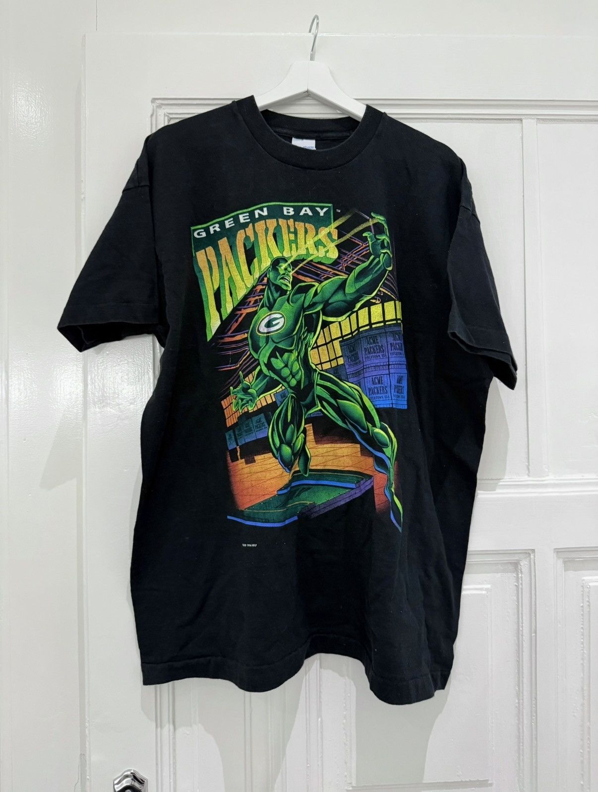 NFL Green Bay Packers superhero acme vintage 90s T-shirt Size US XL / EU 56 / 4 - 1 Thumbnail