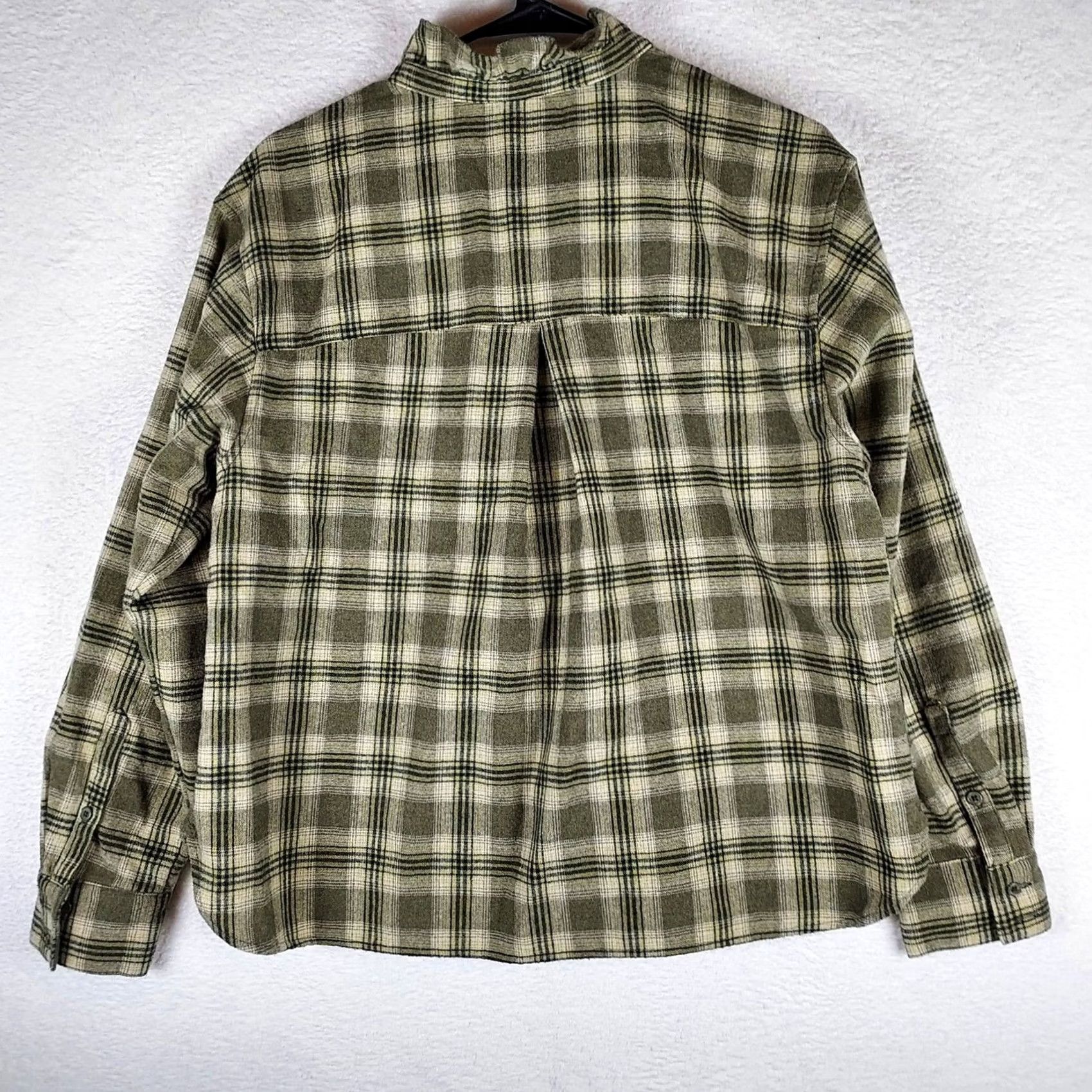 Banana Republic Banana Republic Women’s Olive Plaid Wool-Blend Shirt M Long Sleeve Button-Up Shirt Size M / US 6-8 / IT 42-44 - 6 Thumbnail