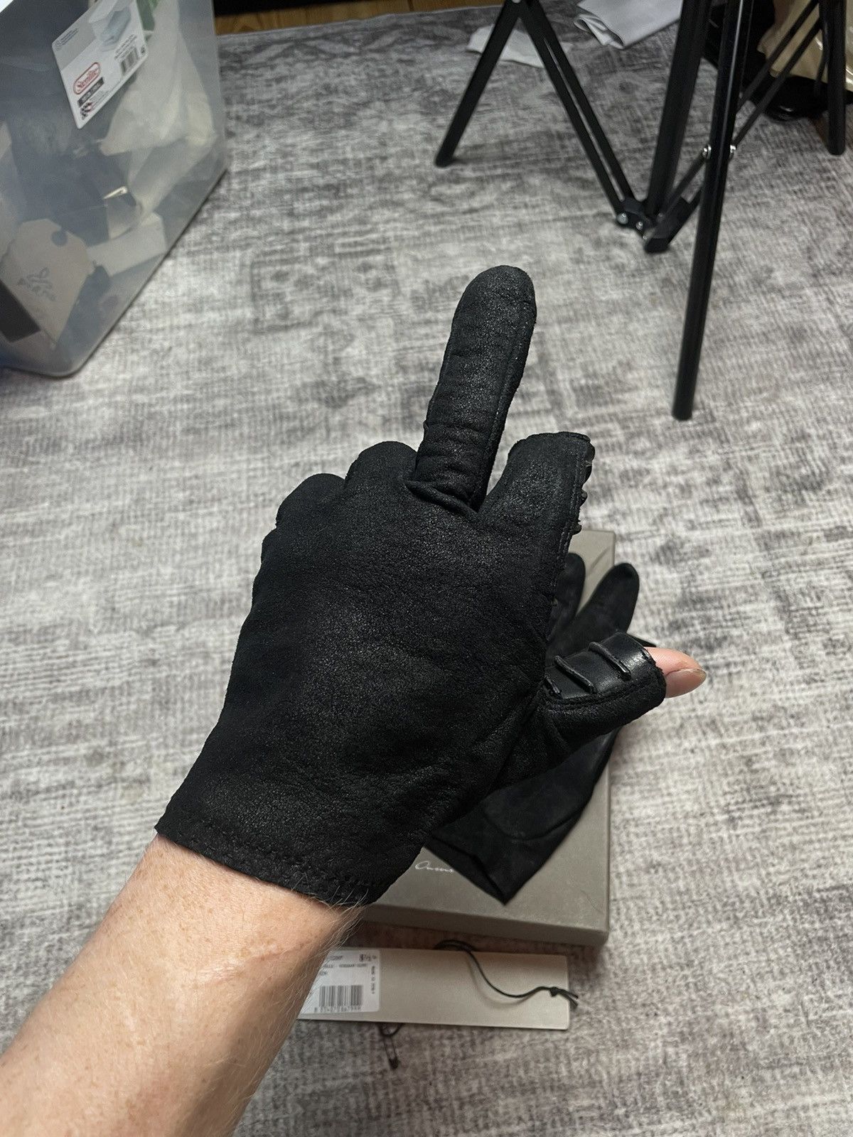 Rick Owens Rick owens Blistered Leather Gloves Size ONE SIZE - 8 Thumbnail