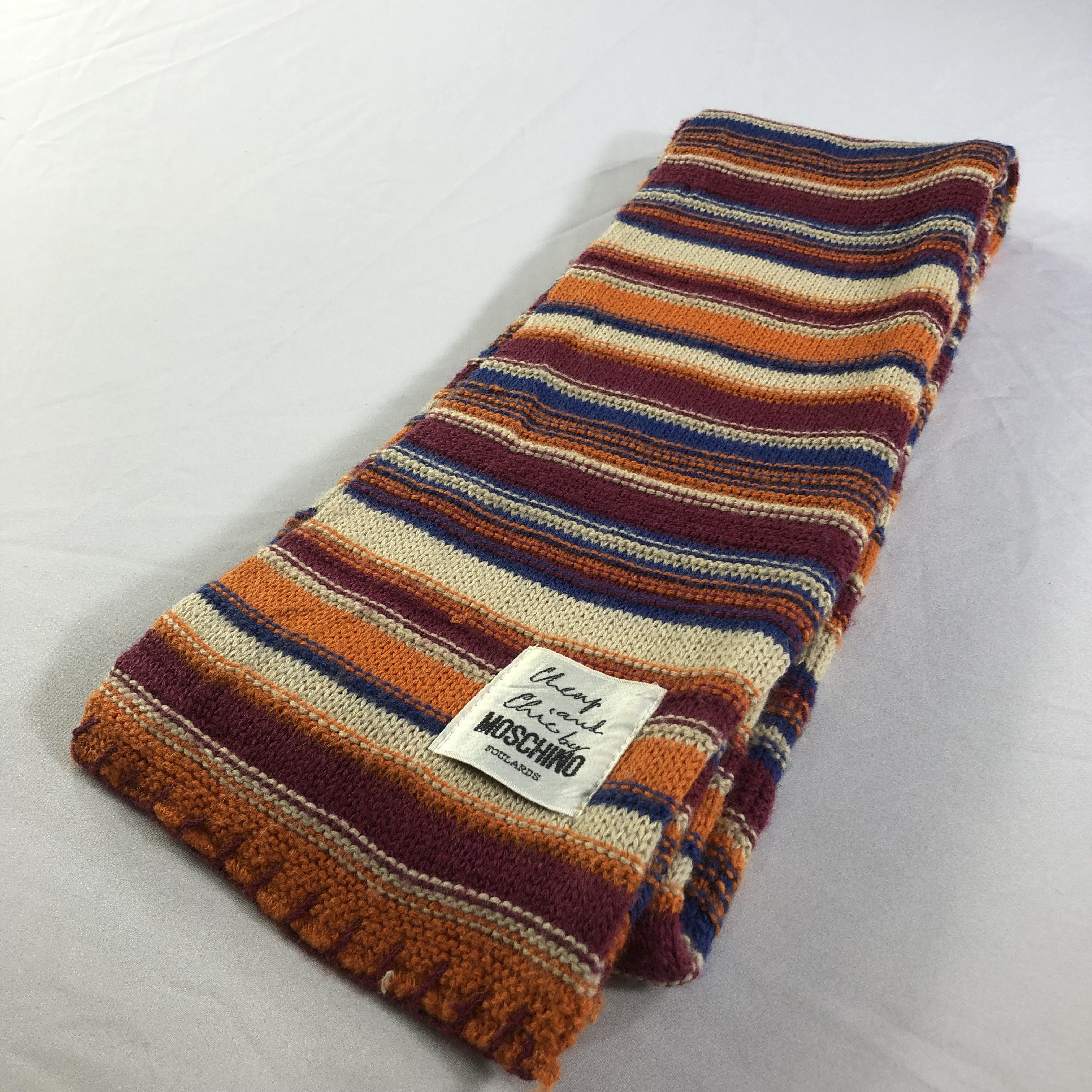 Moschino Moschino Striped Wool Scarf Muffler V1535 Size ONE SIZE - 3 Thumbnail