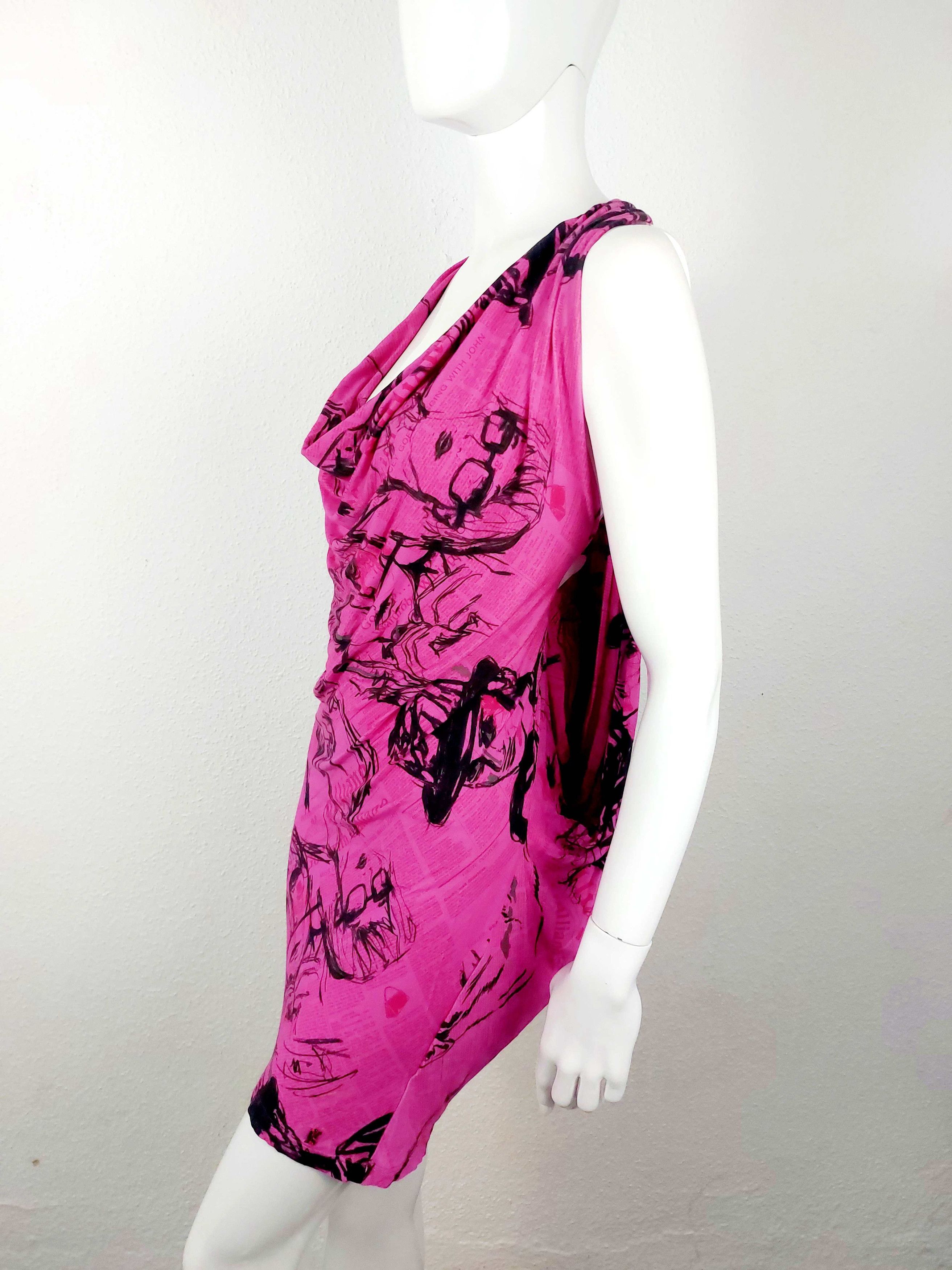 John Galliano John Galliano Pink Gazette Newspaper Sketch Face Pink Dress Size M / US 6-8 / IT 42-44 - 11 Thumbnail