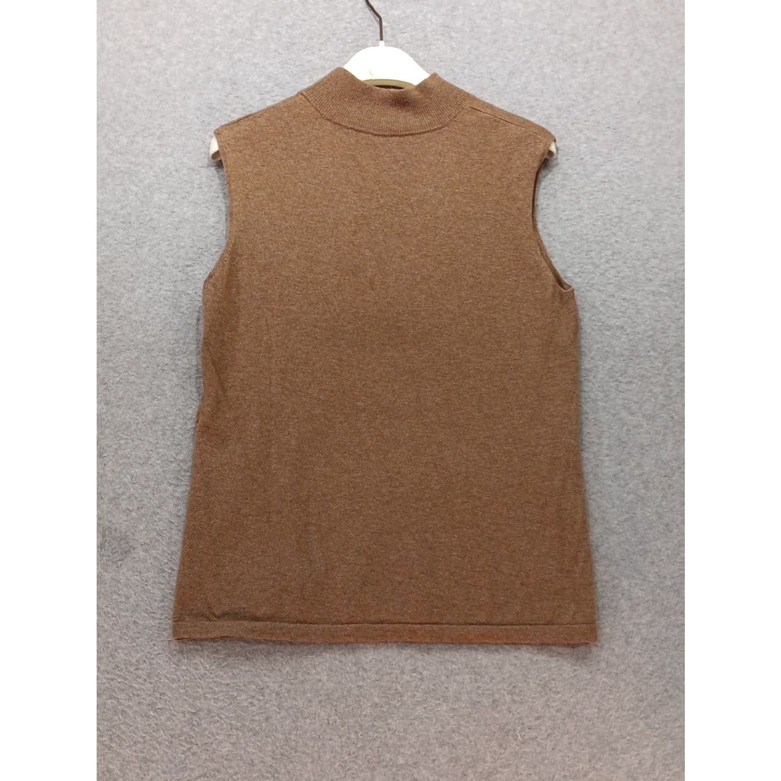 Escada VINTAGE Escada Blouse 42 Brown Sleeveless Silk Wool Cashmere Dressy Elegant Mock Neck Pullover Women 90s Bohemian City Classic Designer Size M / US 6-8 / IT 42-44 - 6 Thumbnail