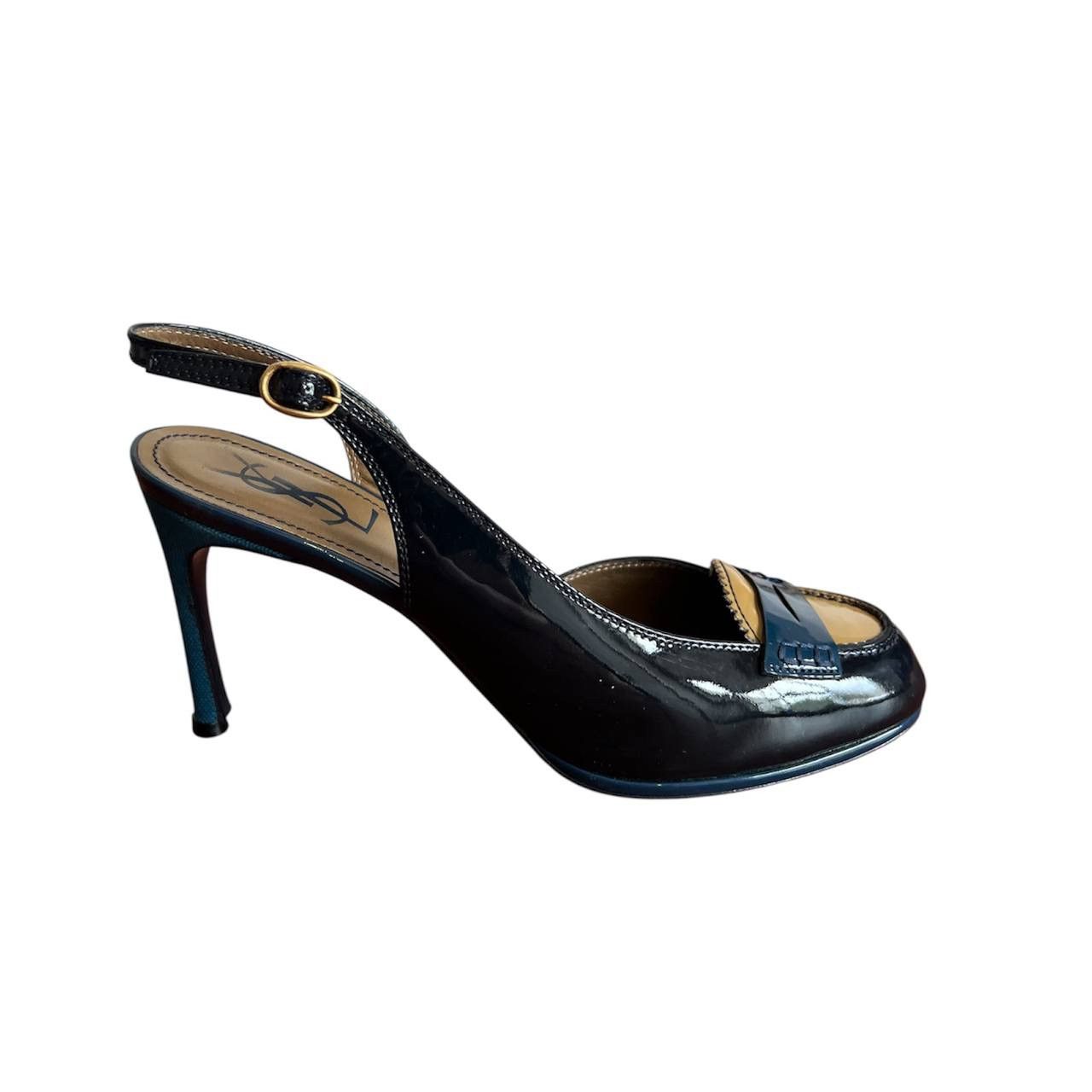 Yves Saint Laurent YSL YVES SAINT LAURENT BLACK PATERN LEATHER LOAFER HEELS 41 Size US 11 / IT 41 - 9 Thumbnail